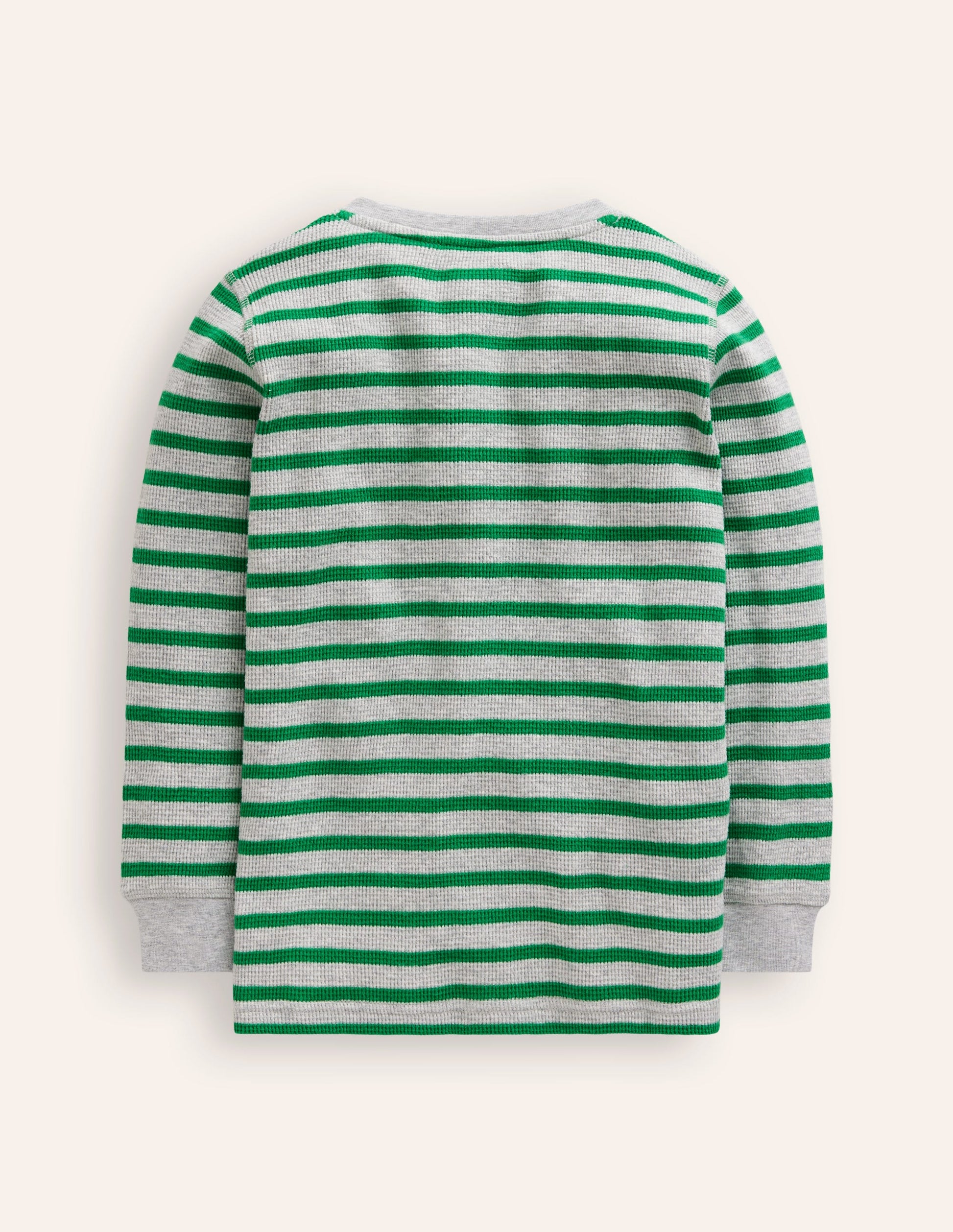Waffle Henley T-Shirt-Highland Green and Grey Marl-2