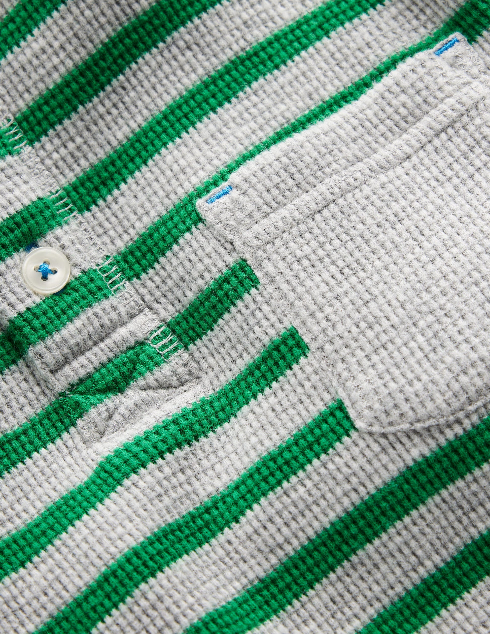 Waffle Henley T-Shirt-Highland Green and Grey Marl-3