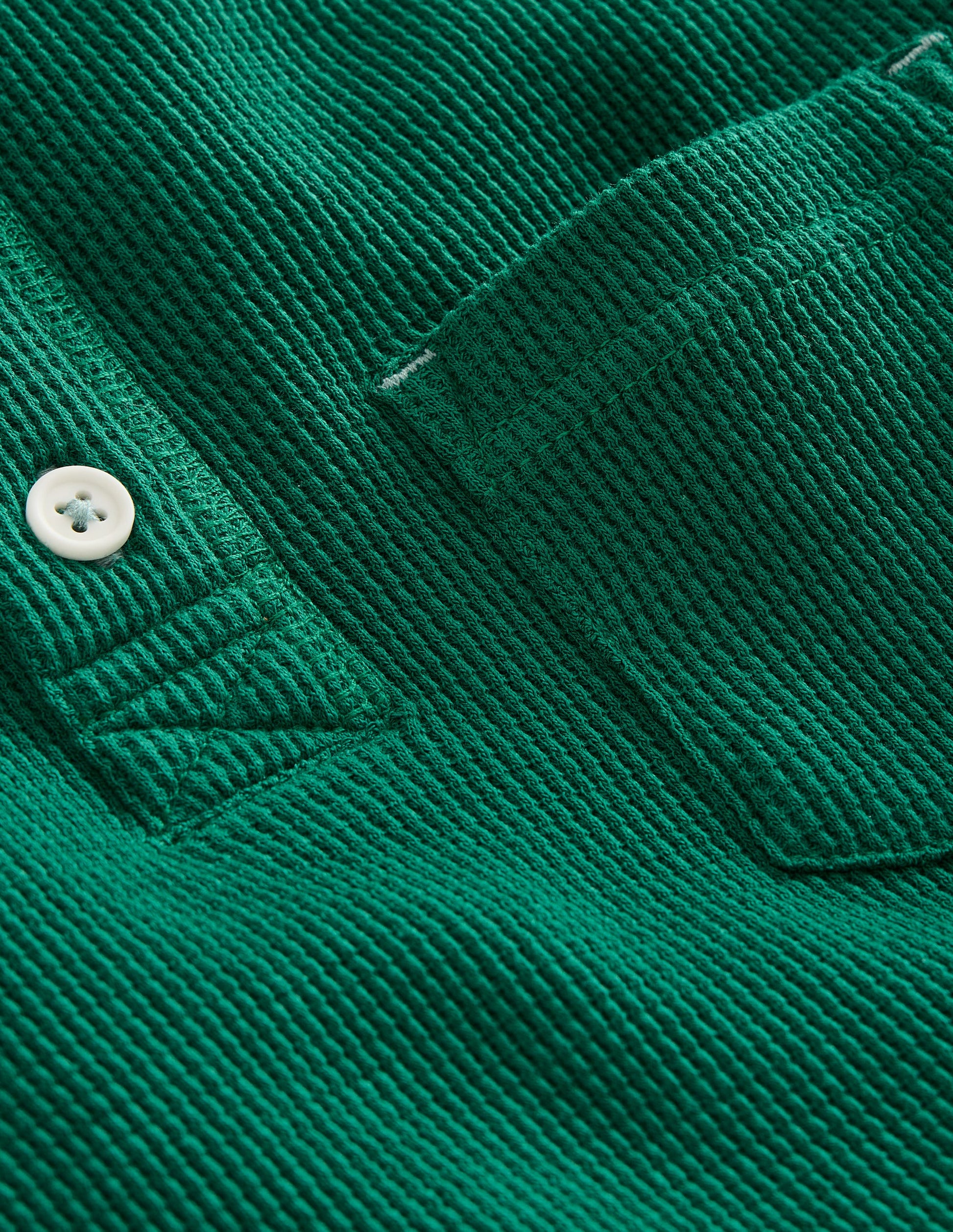 Waffle Henley T-Shirt-Jewel Green-3