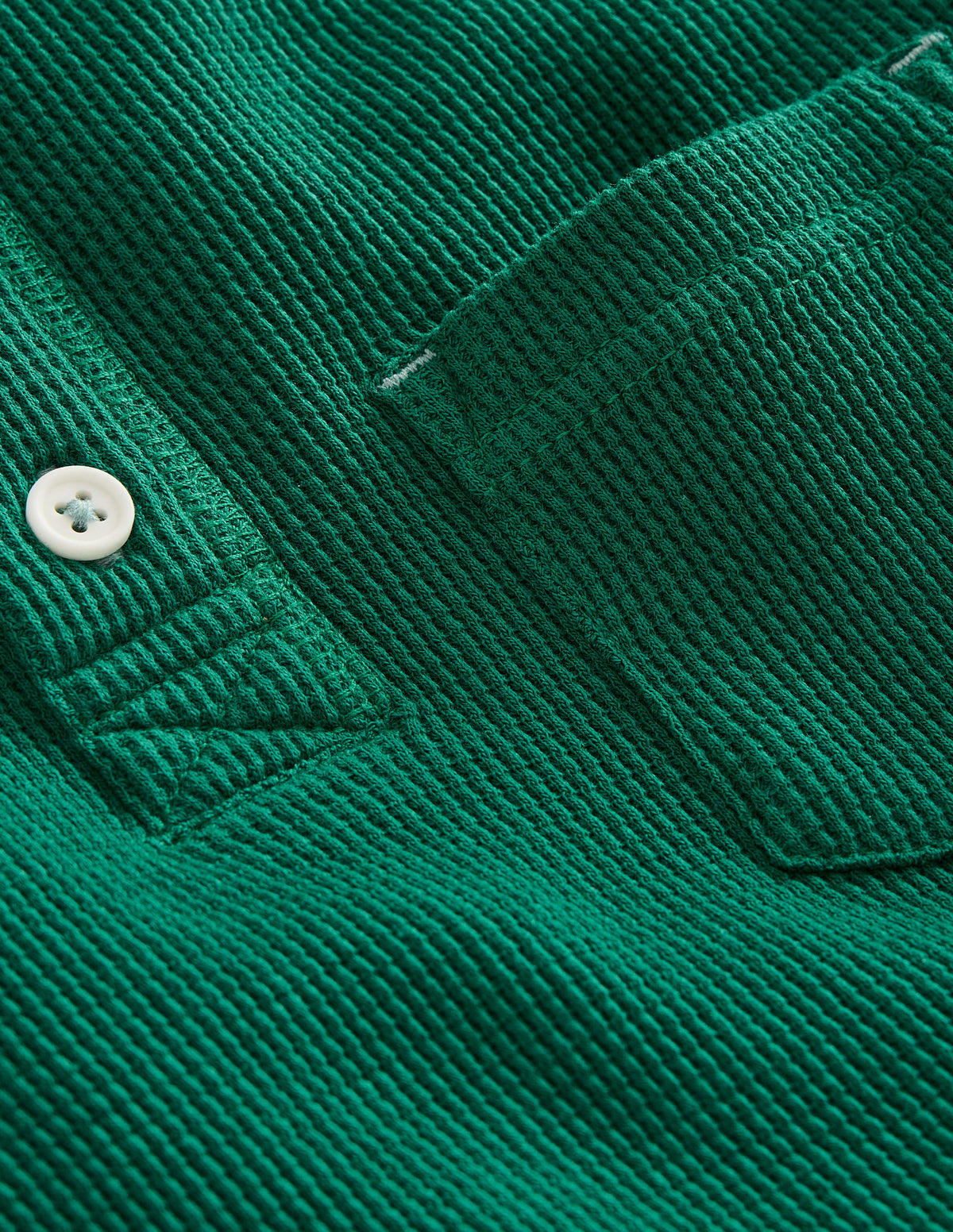 Waffle Henley T-Shirt-Jewel Green - Image 3