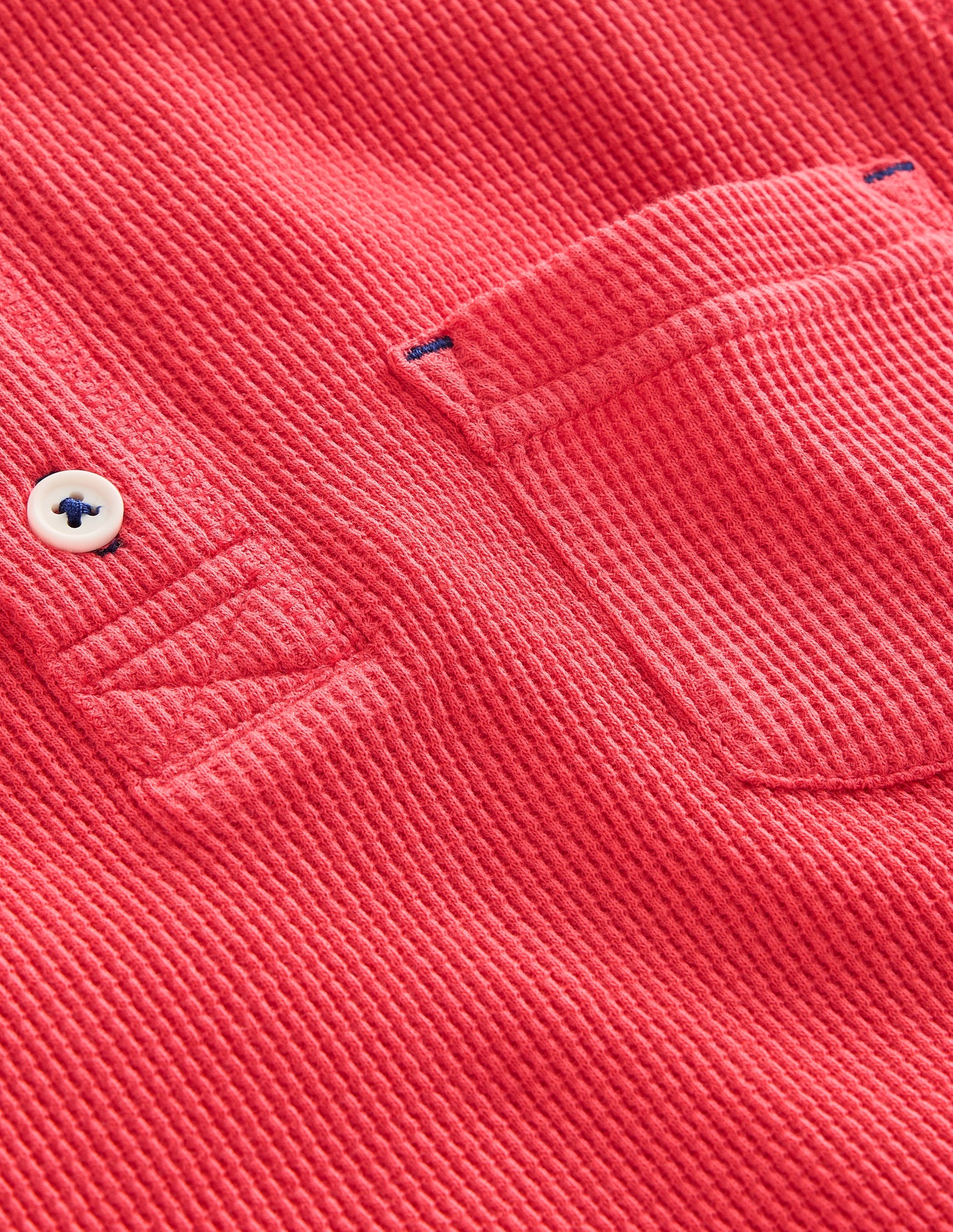 Waffle Henley T-Shirt-Jam Red-3