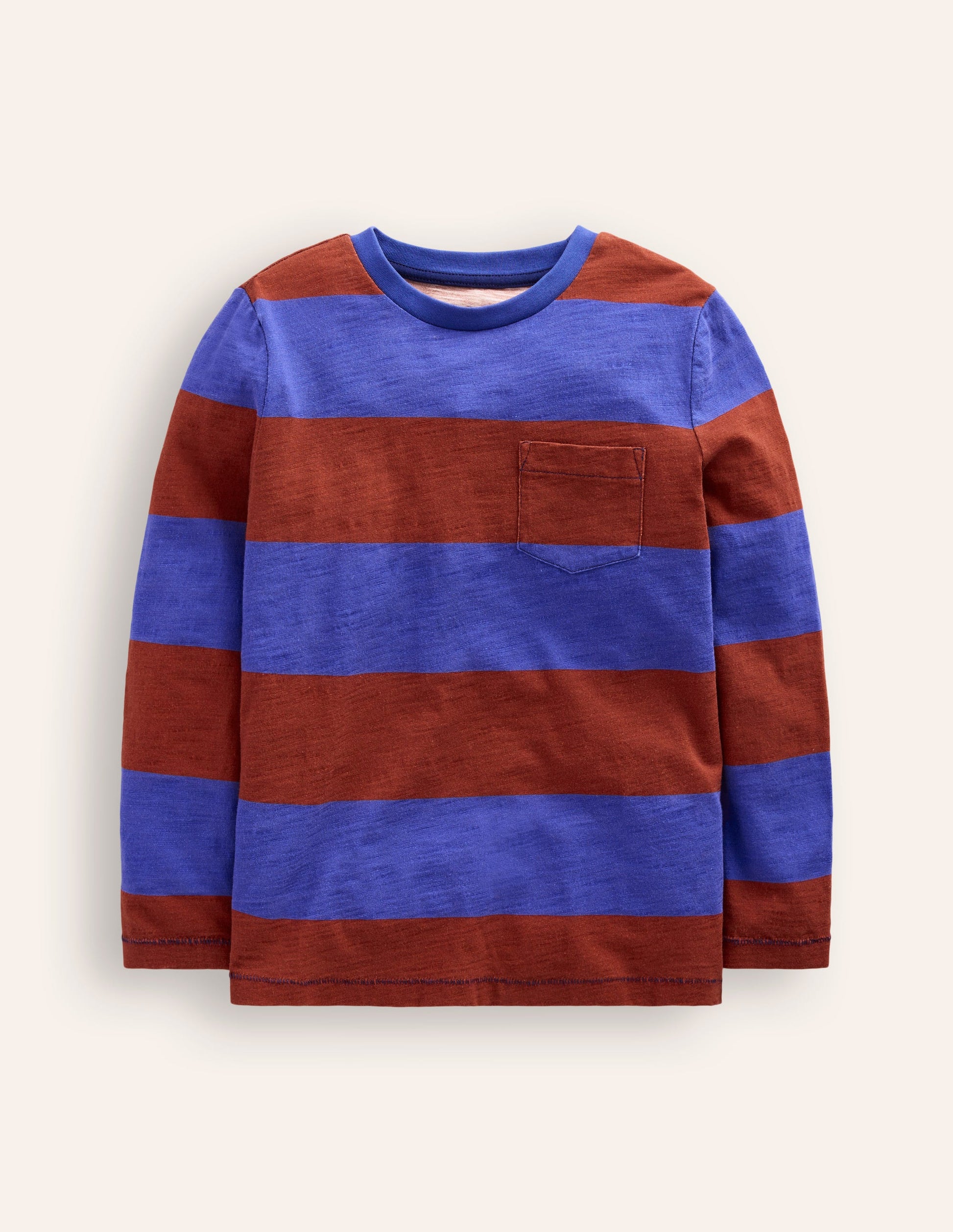 Everyday Long Sleeve T-Shirt-Blue/ Burgandy stripe-1