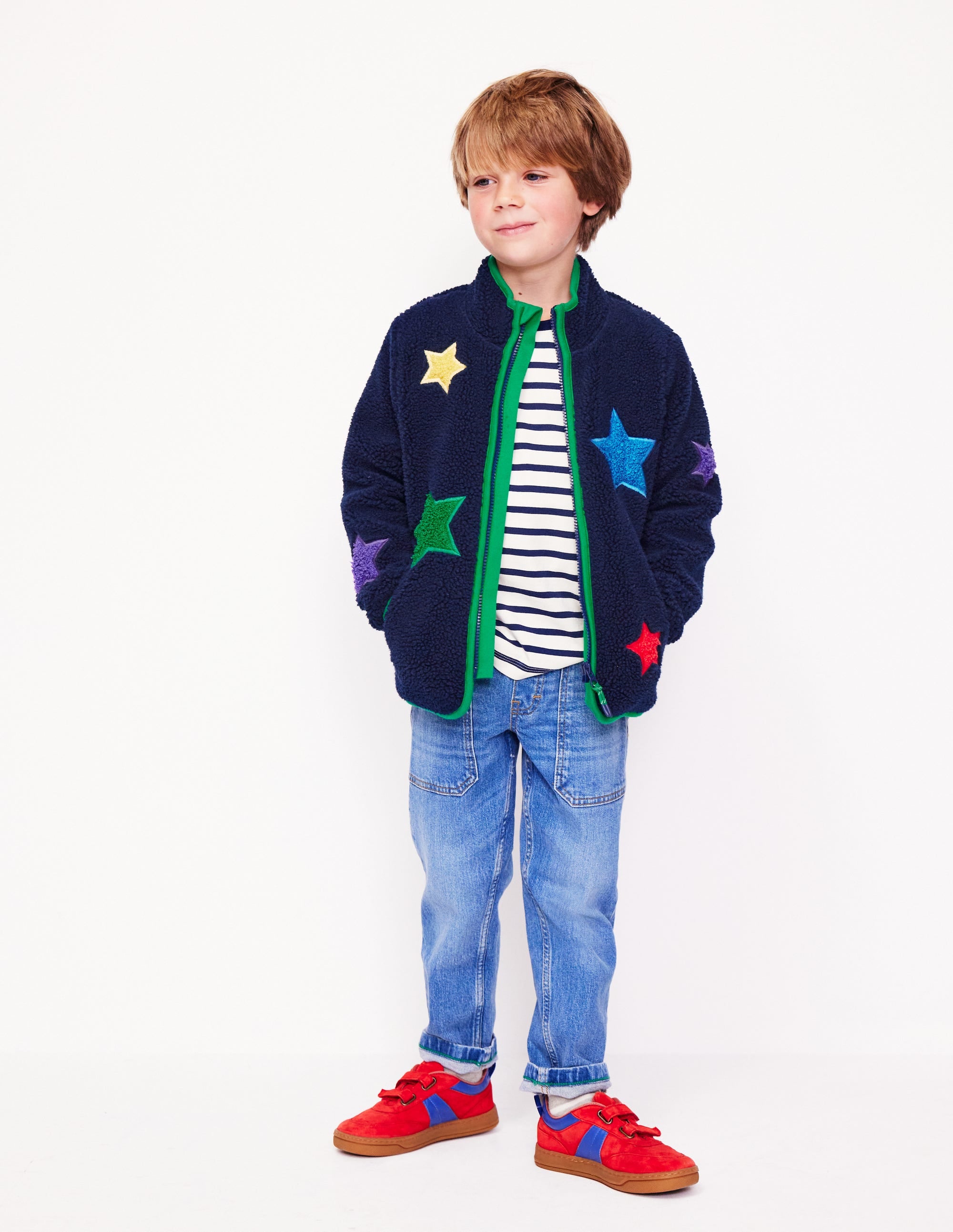 Cosy Borg Jacket-College Navy Star - Image 1