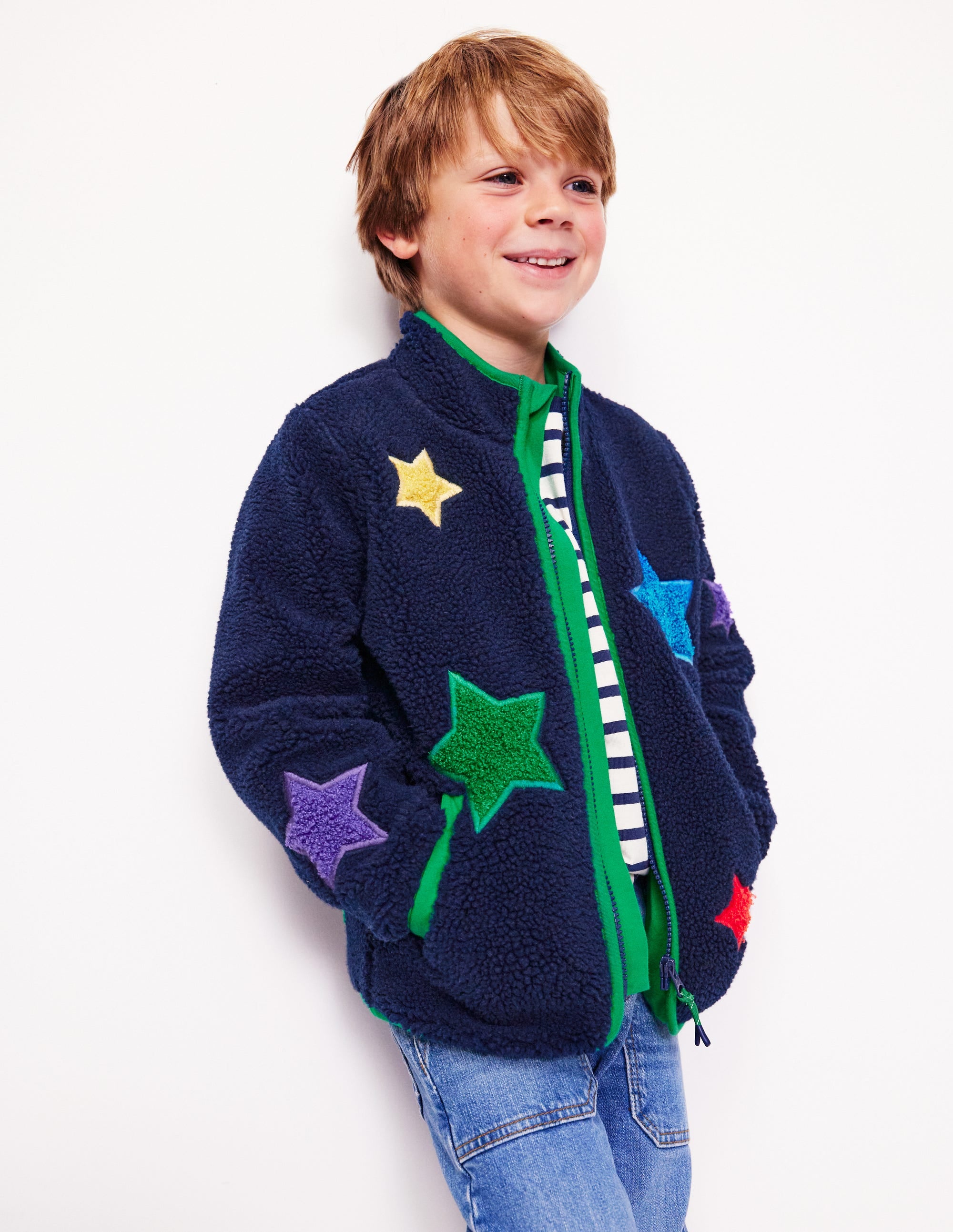 Cosy Borg Jacket-College Navy Star - Image 4