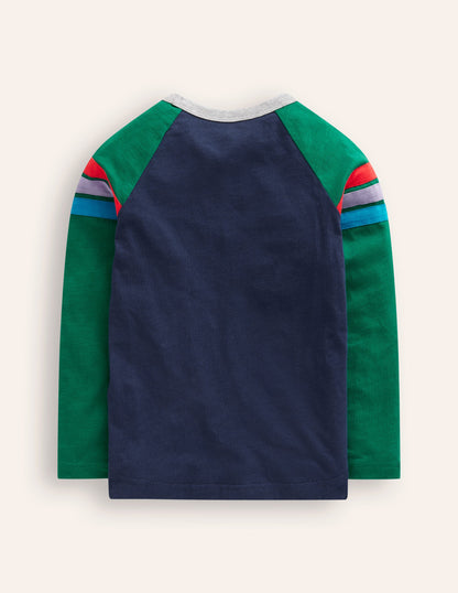 Long Sleeve Raglan T-shirt-Jewel Green/ Navy-2