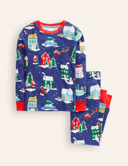 Snug Long John Pyjamas-Christmas Houses-1