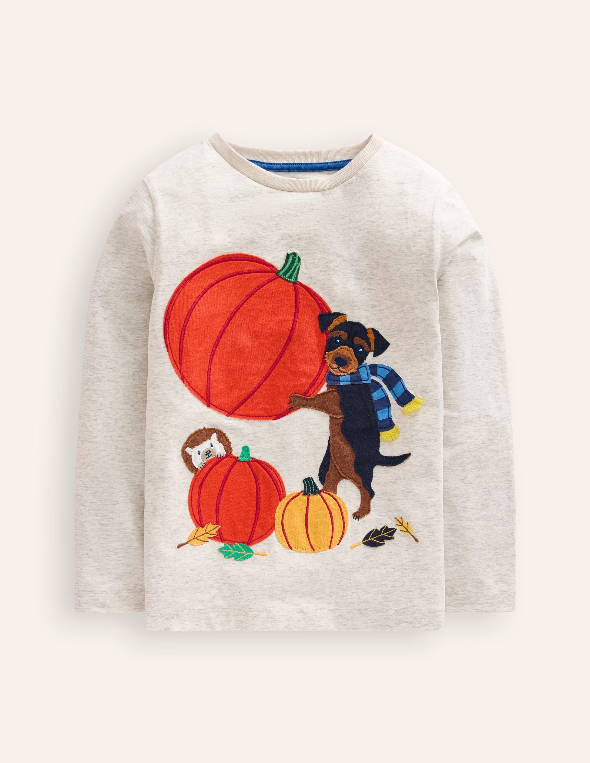 The Janet Applique T-shirt-Oatmeal Marl Janet-1