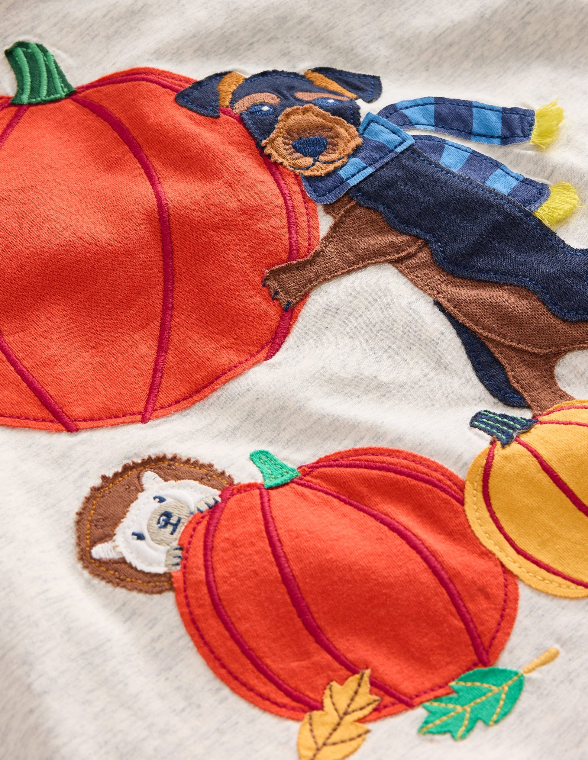The Janet Applique T-shirt-Oatmeal Marl Janet-3