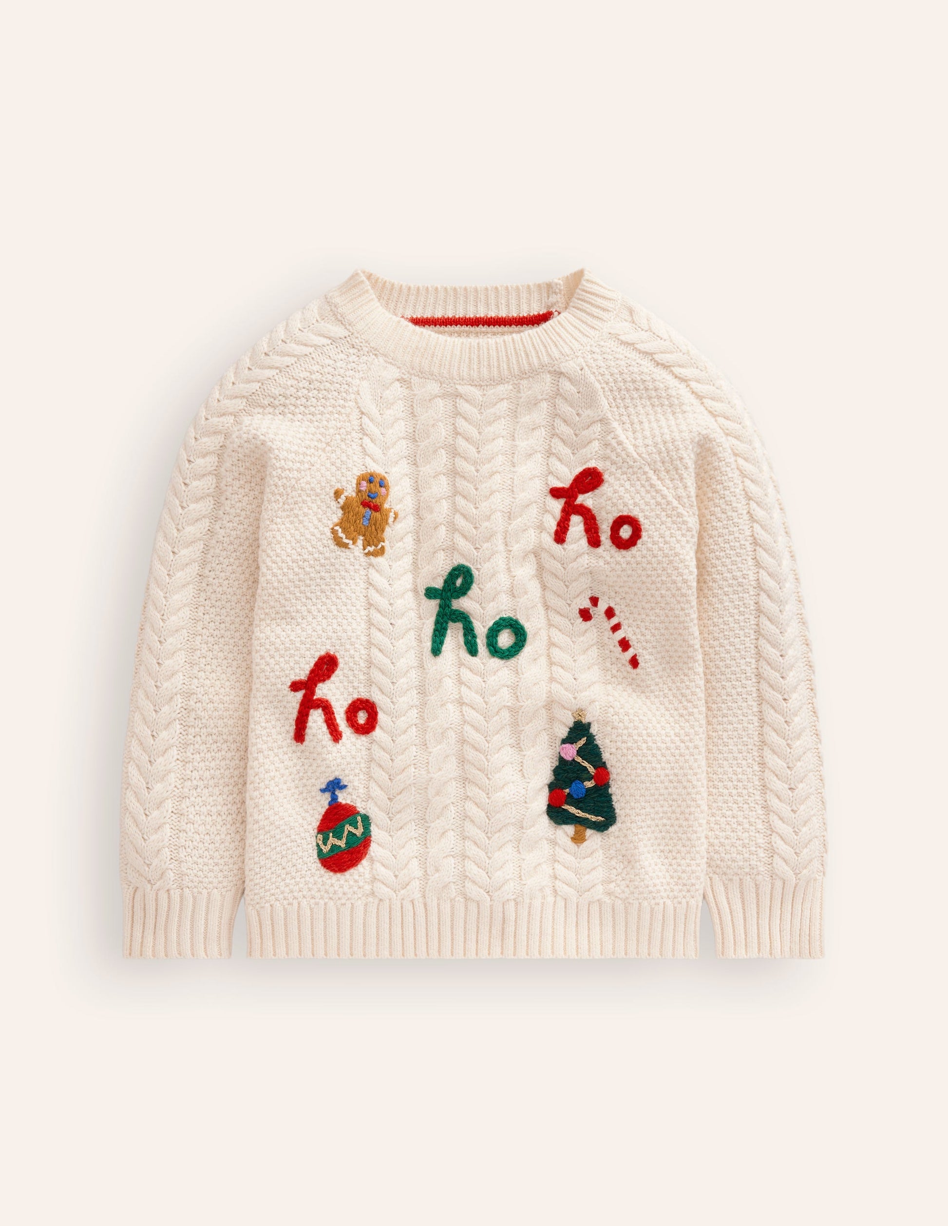Festive Cable Jumper-Ecru Marl-1