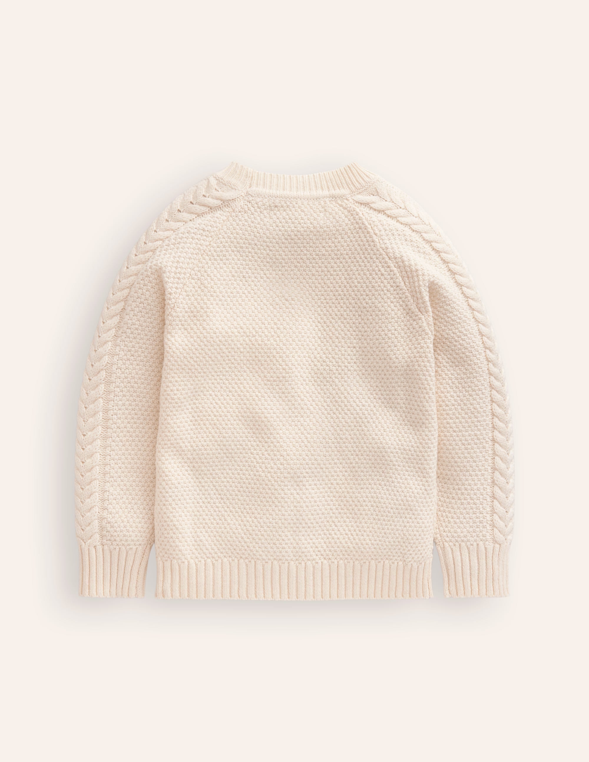 Festive Cable Jumper-Ecru Marl - Image 2