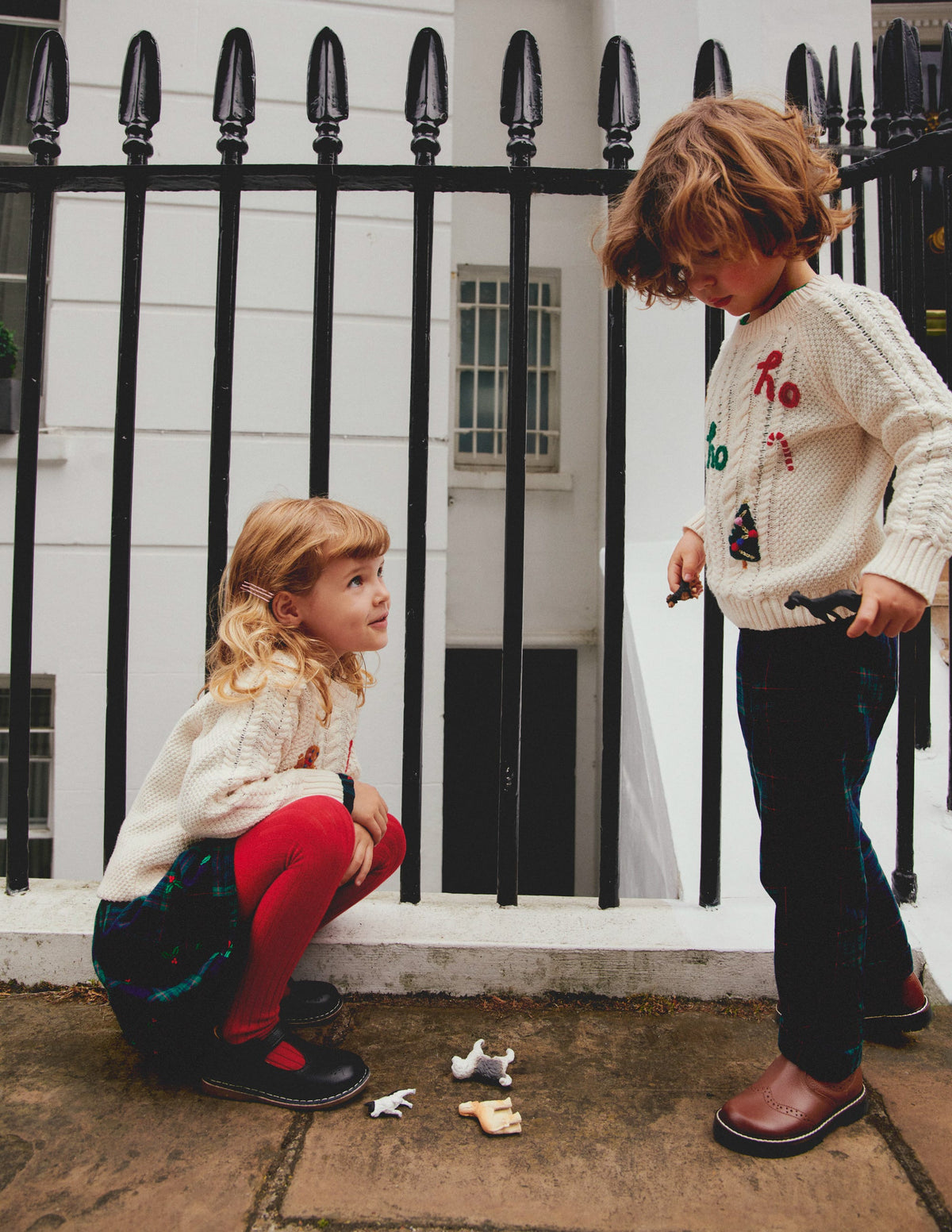 Festive Cable Jumper-Ecru Marl - Image 5
