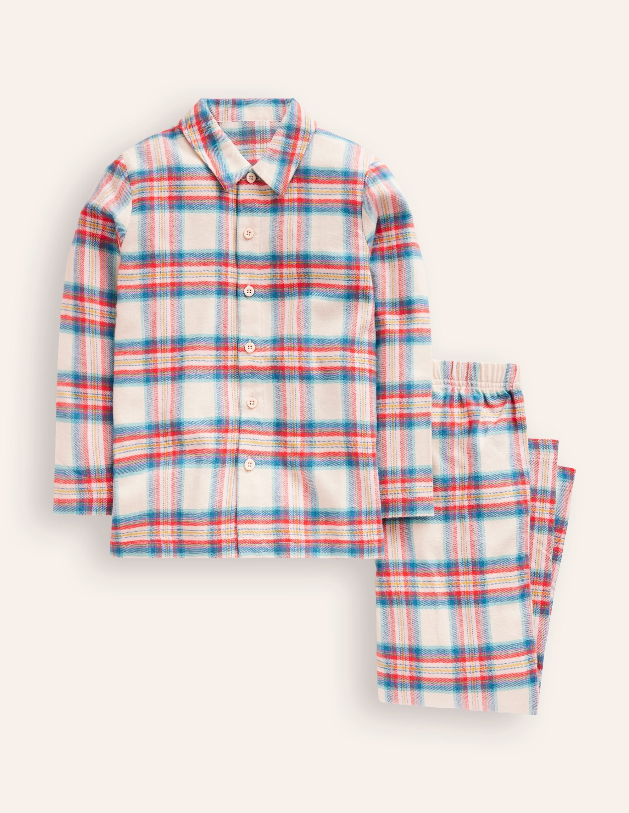 Woven Pyjamas Set-Ivory Multi Check - Image 1