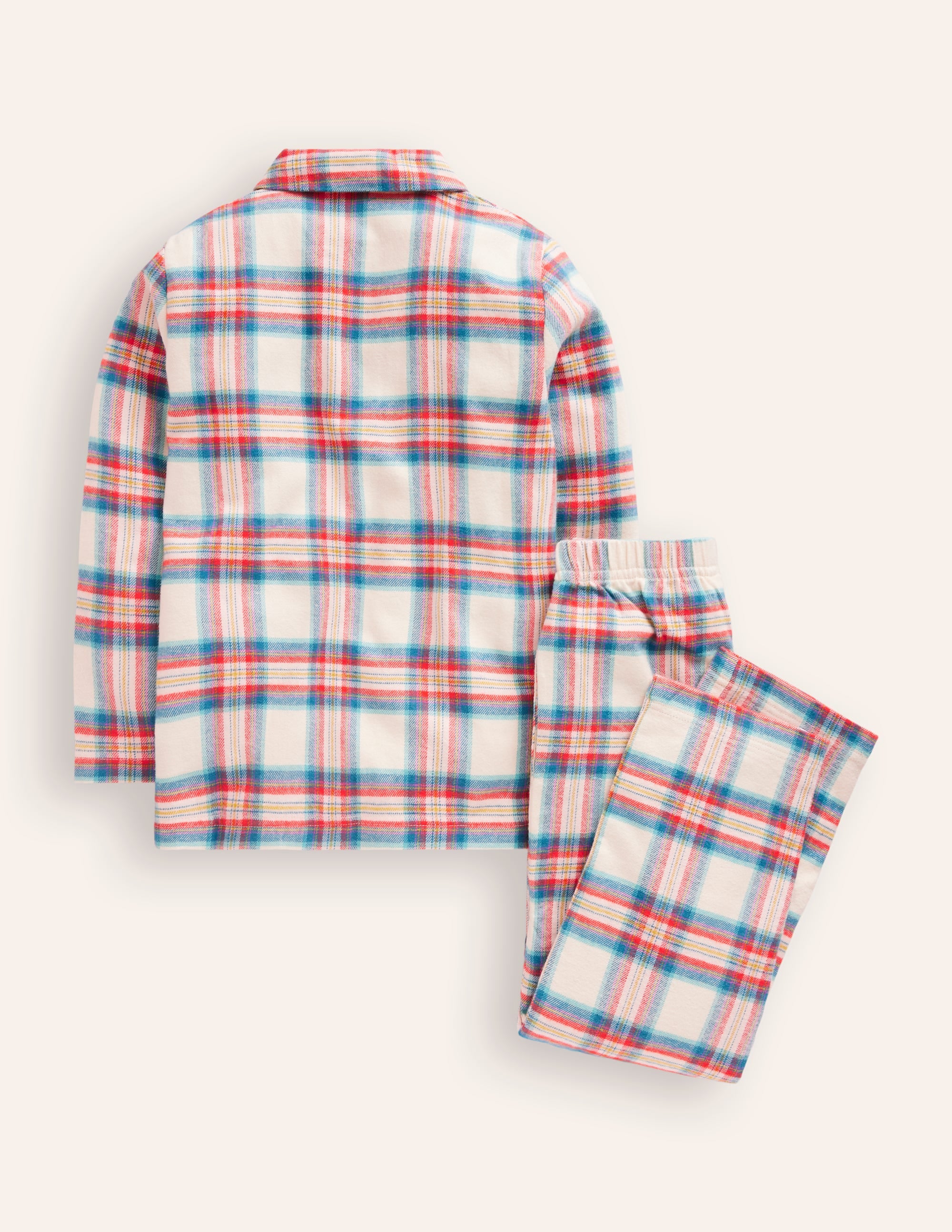 Woven Pyjamas Set-Ivory Multi Check - Image 2