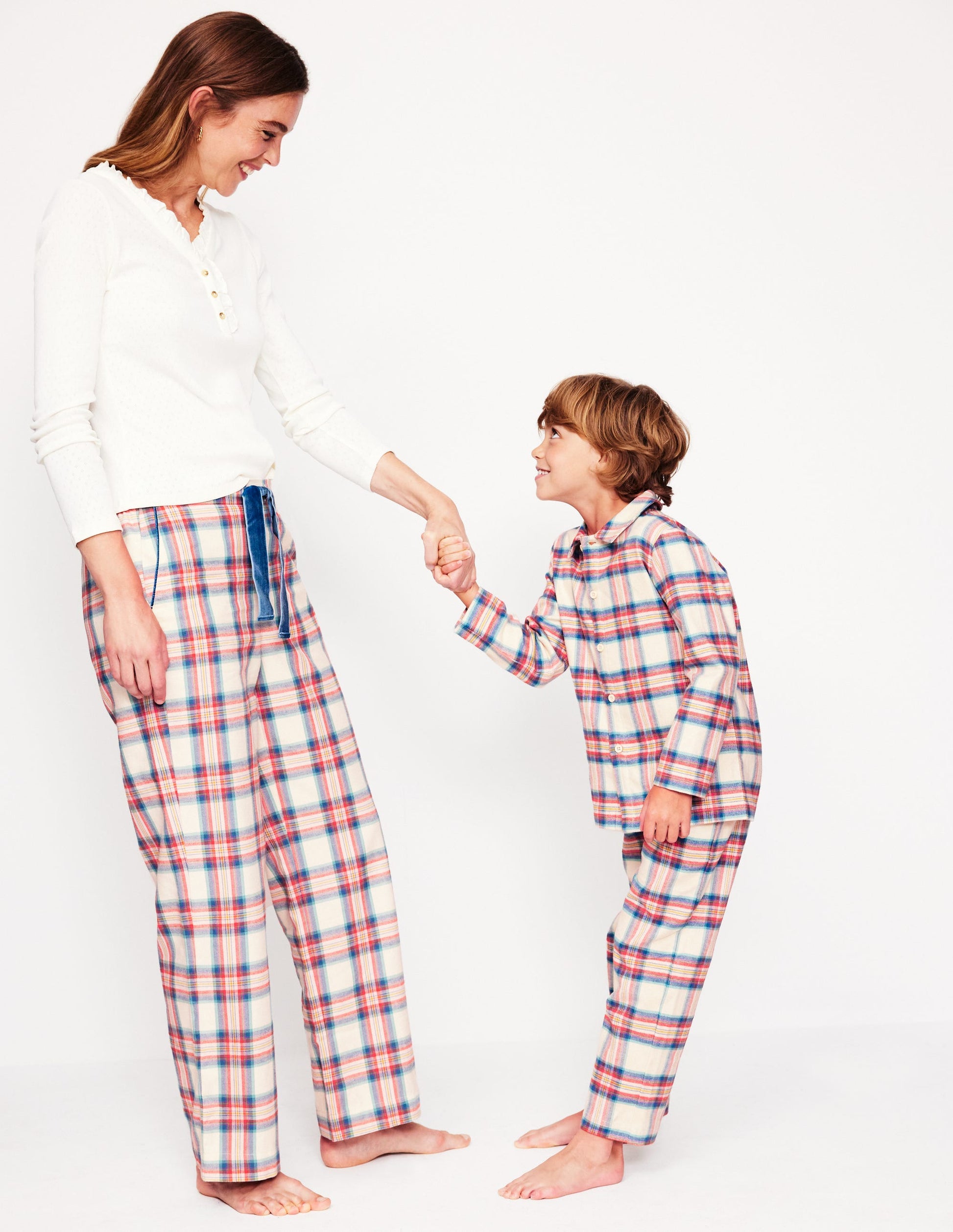 Woven Pyjamas Set-Ivory Multi Check-5
