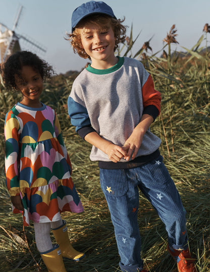 Rainbow Sweatshirt-Grey Marl Colourblock-4