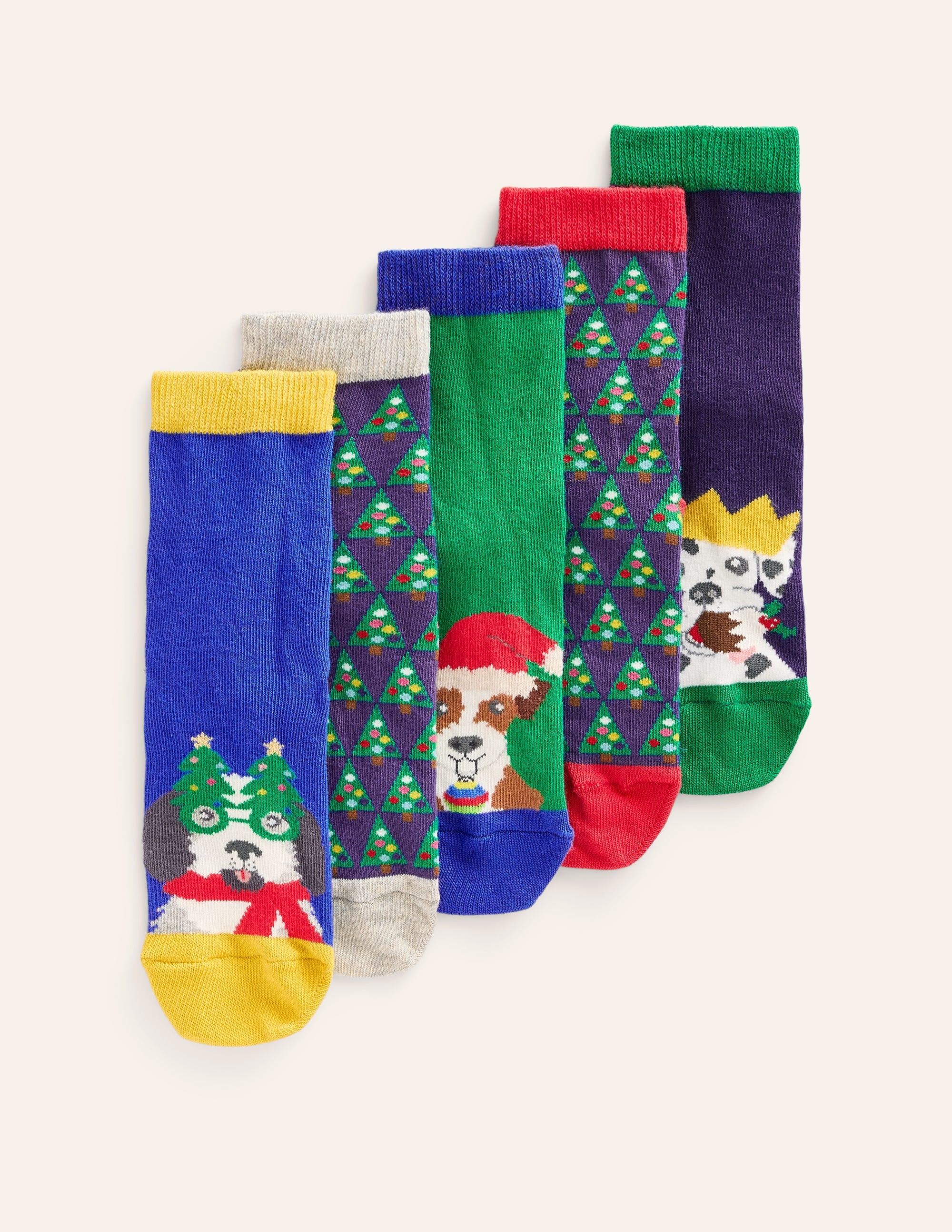 Socks 5 Pack-Multi Festive Dogs - Image 1