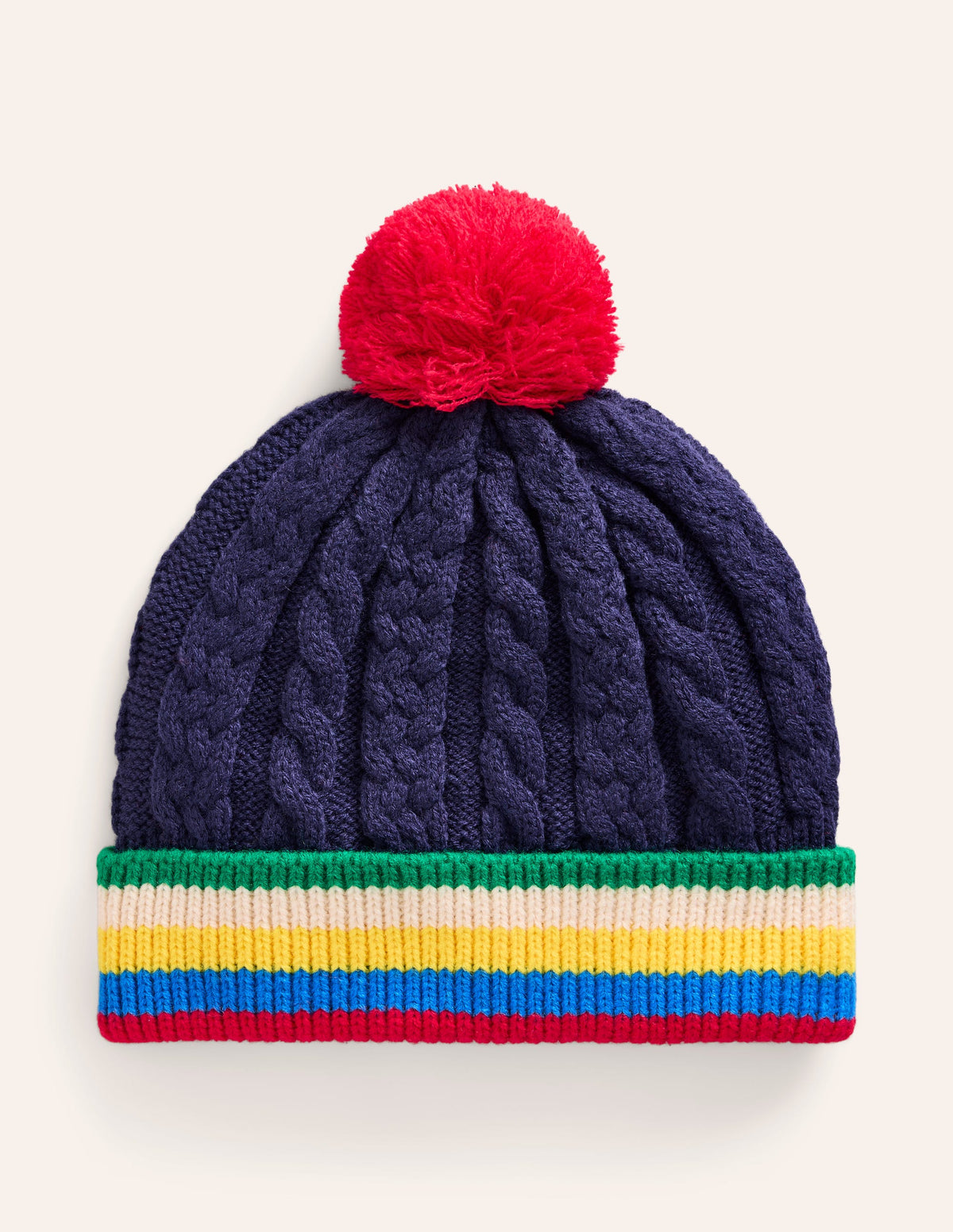 Cable Knitted Beanie-College Navy-1