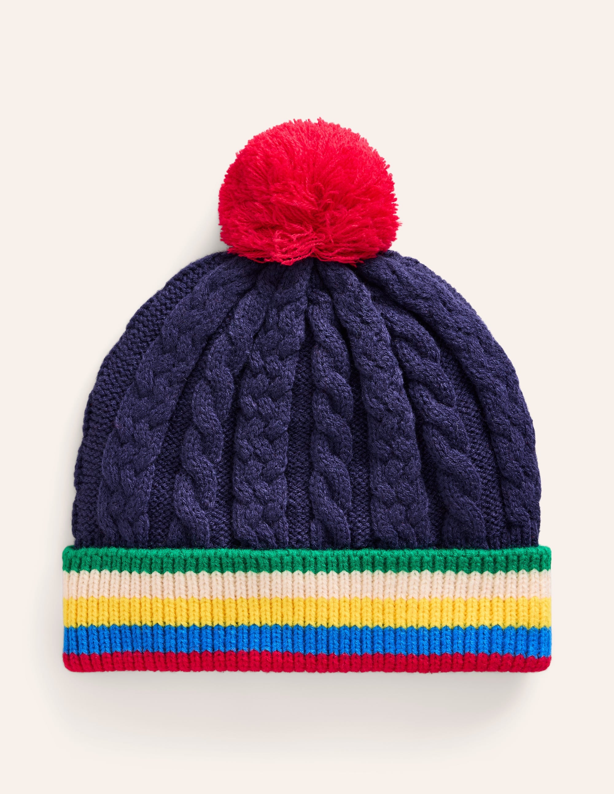 Cable Knitted Beanie-College Navy - Image 1