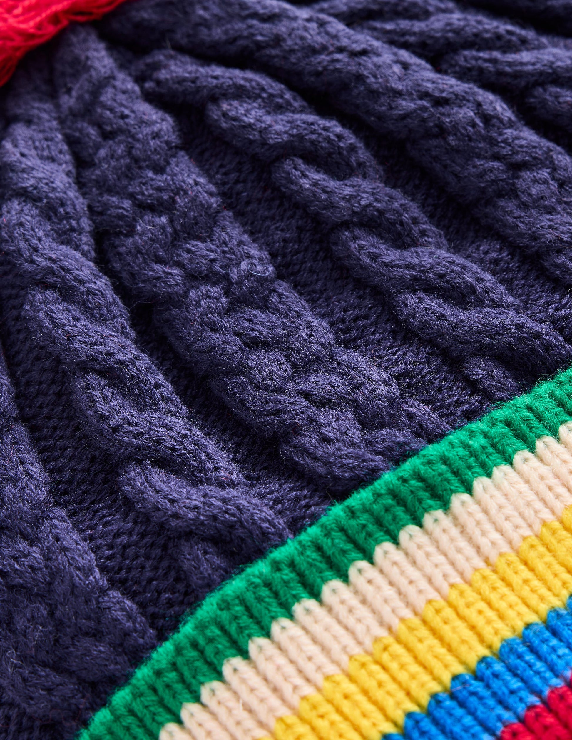 Cable Knitted Beanie-College Navy-2
