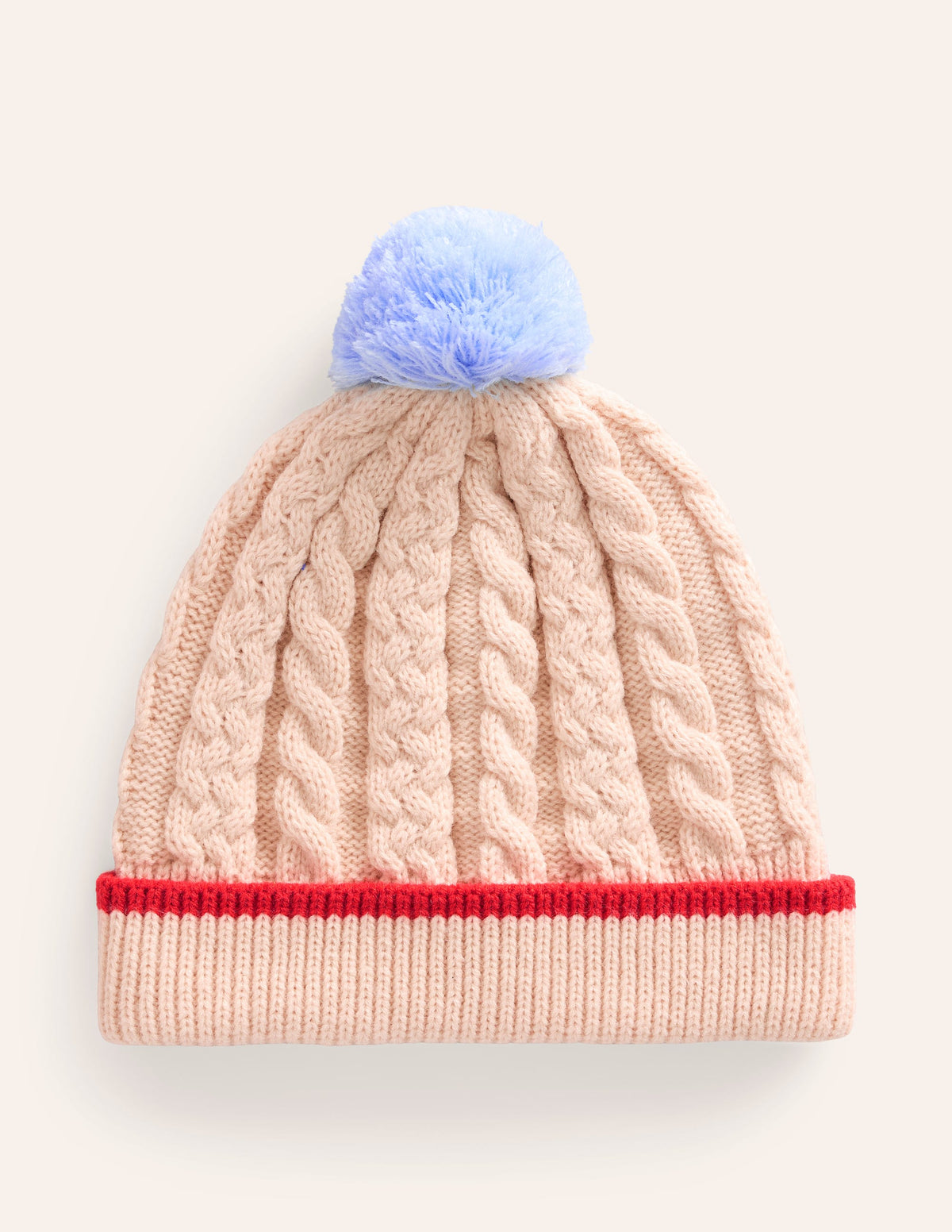 Cable Knitted Beanie-Ecru Marl-1