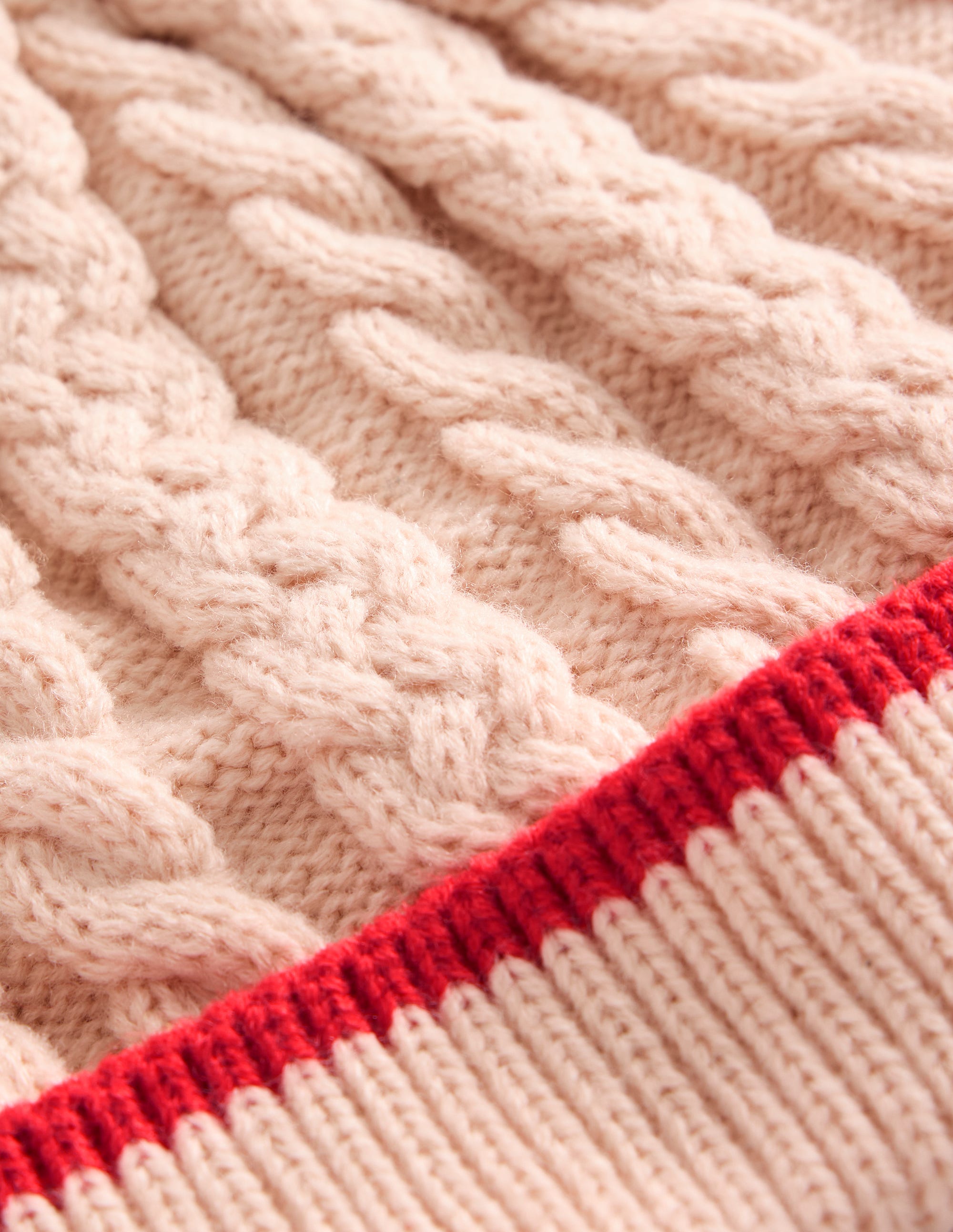 Cable Knitted Beanie-Ecru Marl - Image 2