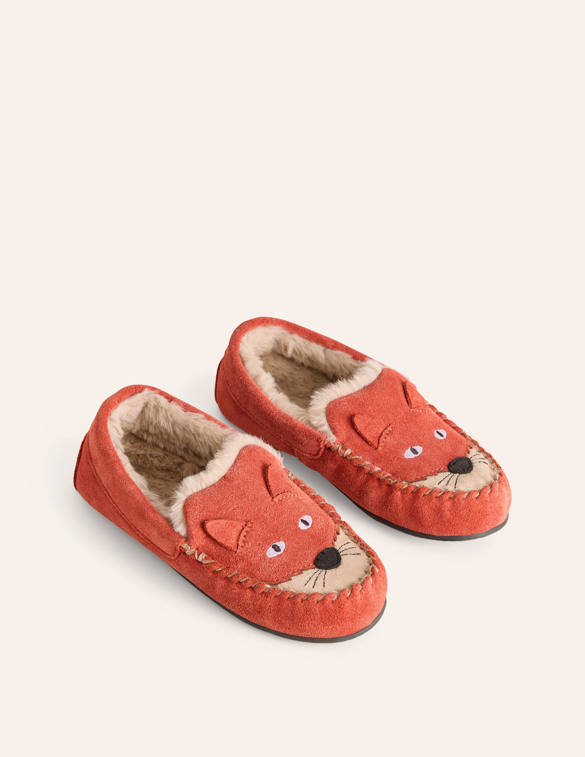 Cosy Suede Fox Slippers-Autumn Spice Orange-2