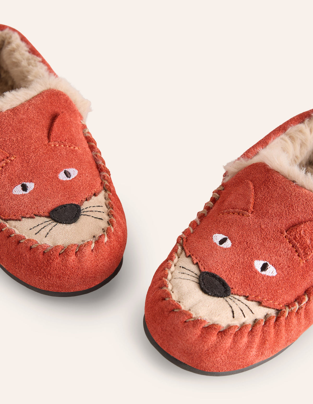 Cosy Suede Fox Slippers-Autumn Spice Orange - Image 3