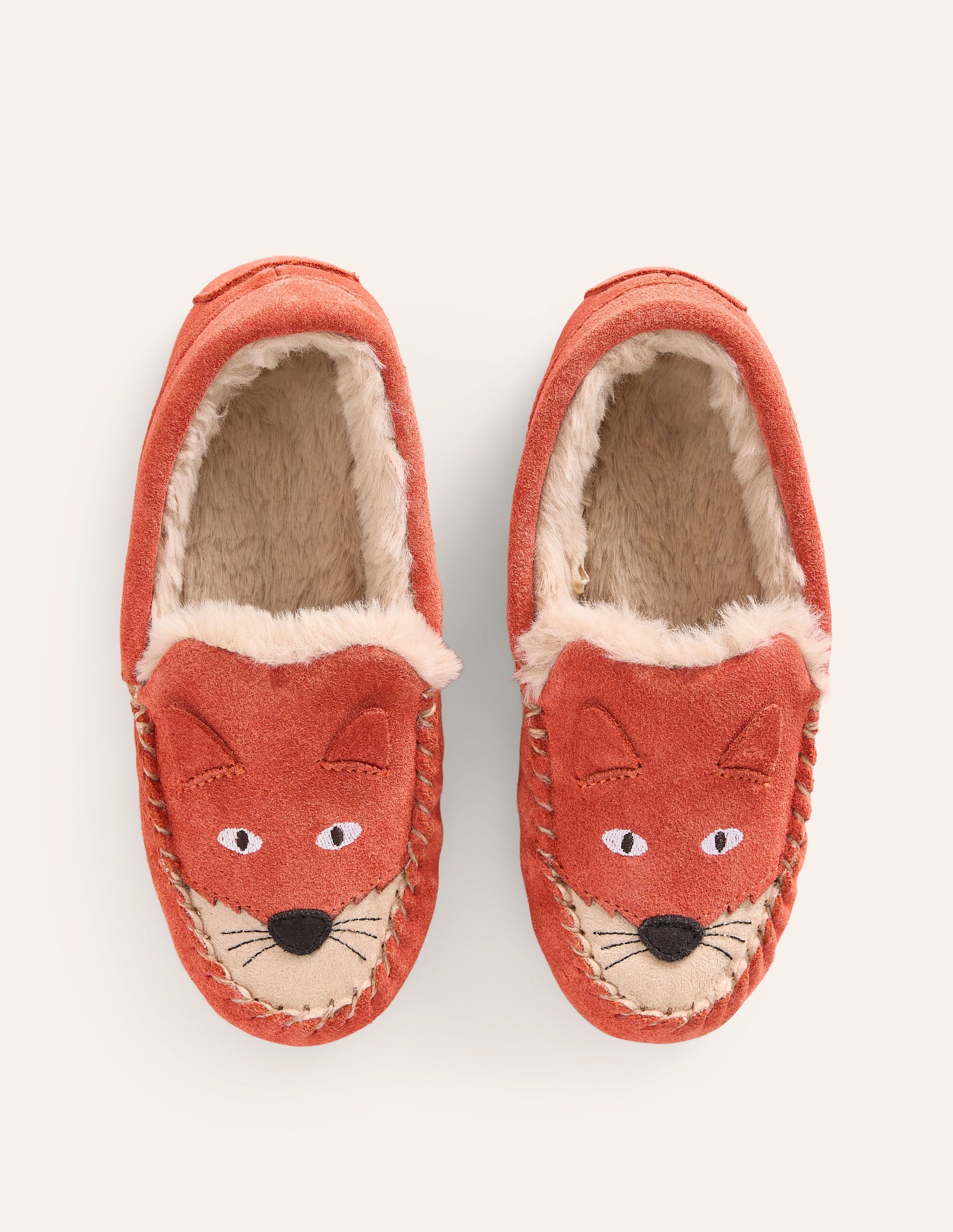 Cosy Suede Fox Slippers-Autumn Spice Orange-4