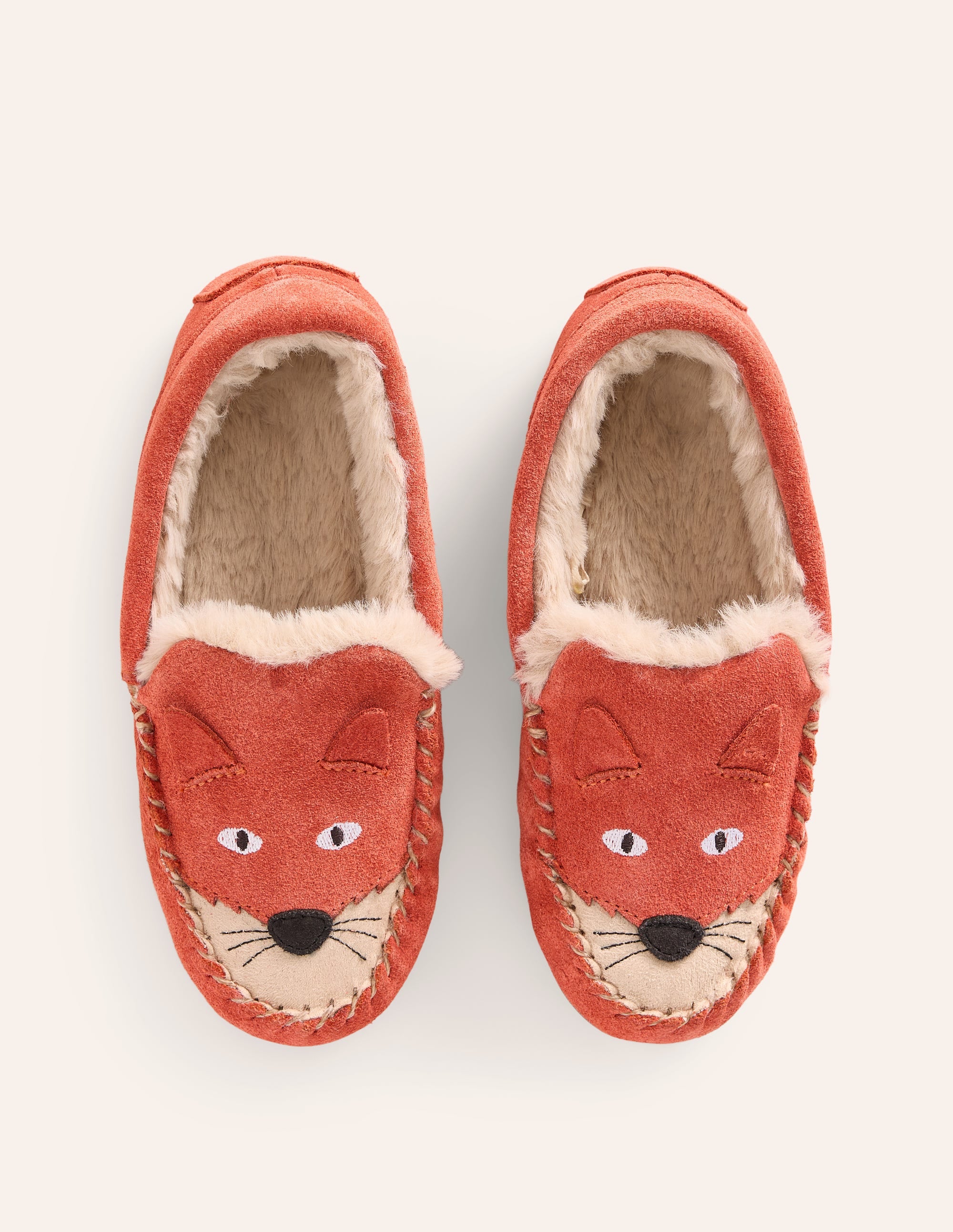 Cosy Suede Fox Slippers-Autumn Spice Orange - Image 4