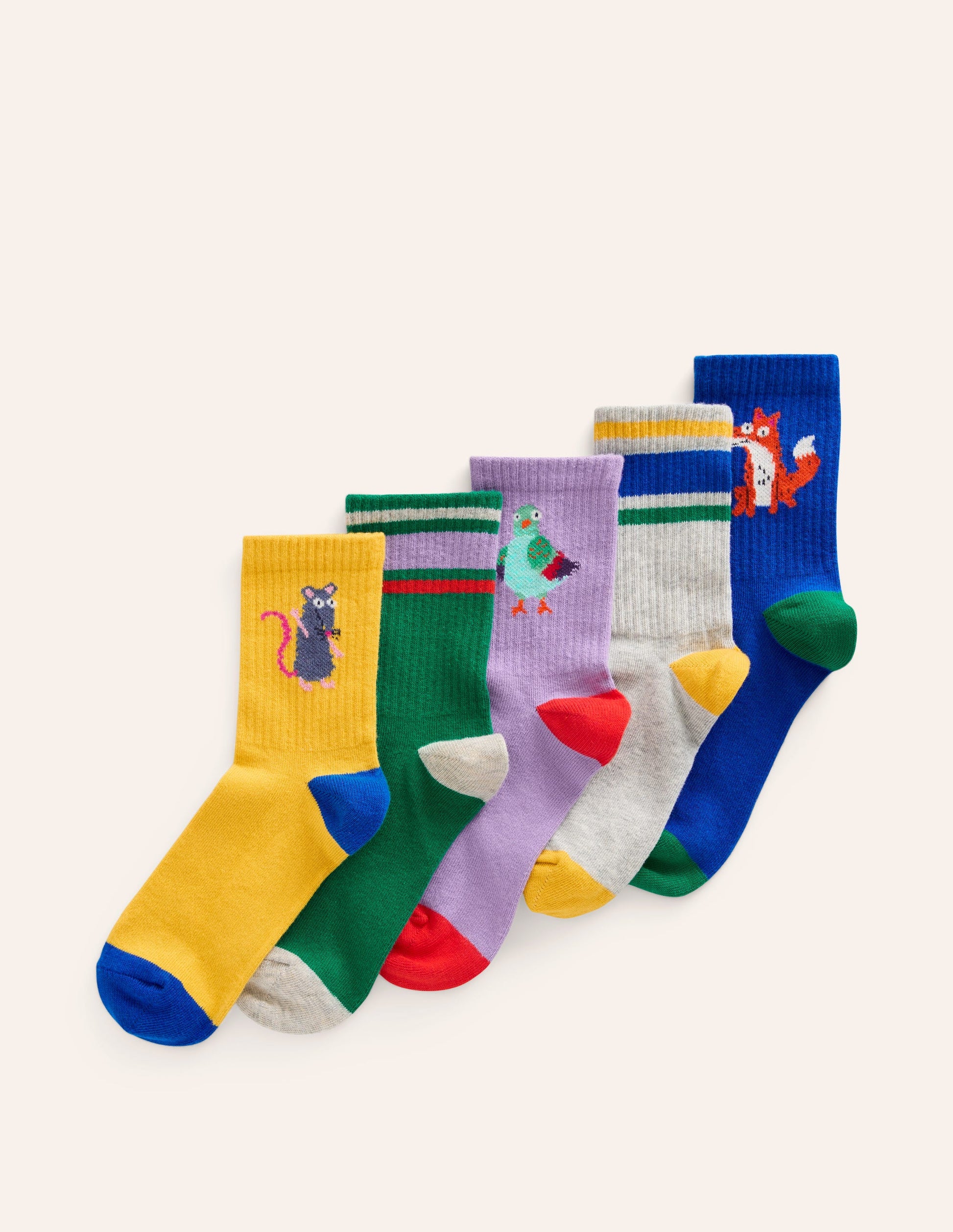 Ribbed Socks 5 Pack-Multi Motifs-1