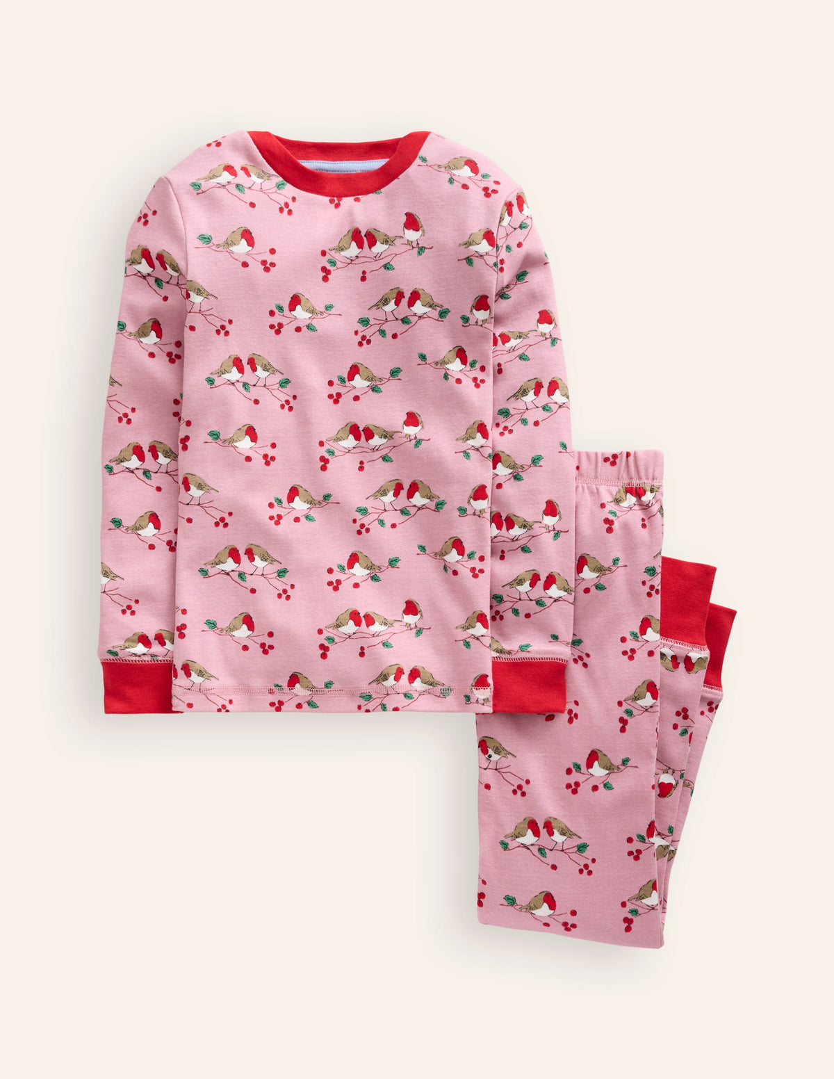 Snug Long John Pyjamas-Rose Robins - Image 1