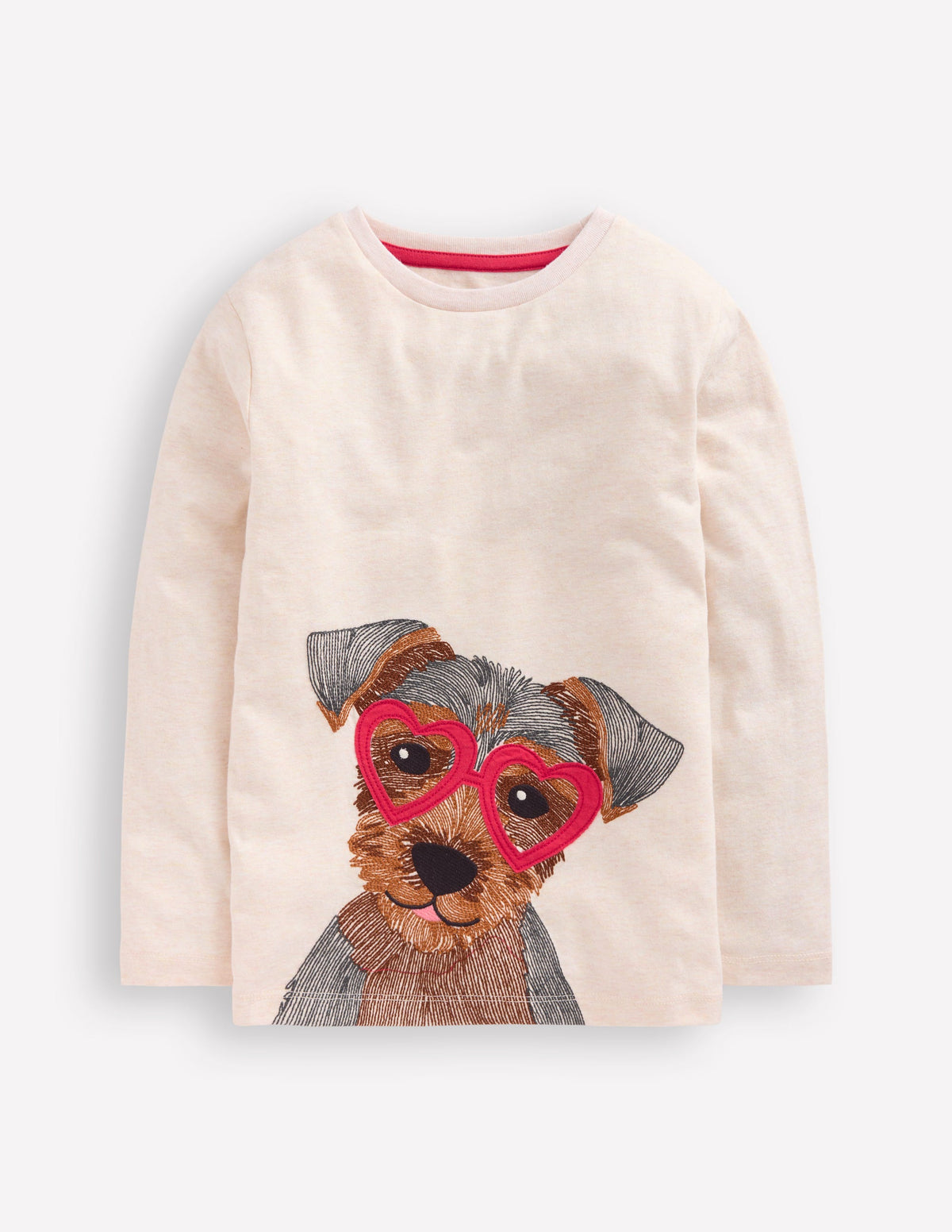 Fun Superstitch Grid T-Shirt-Oatmeal Marl Janet-1