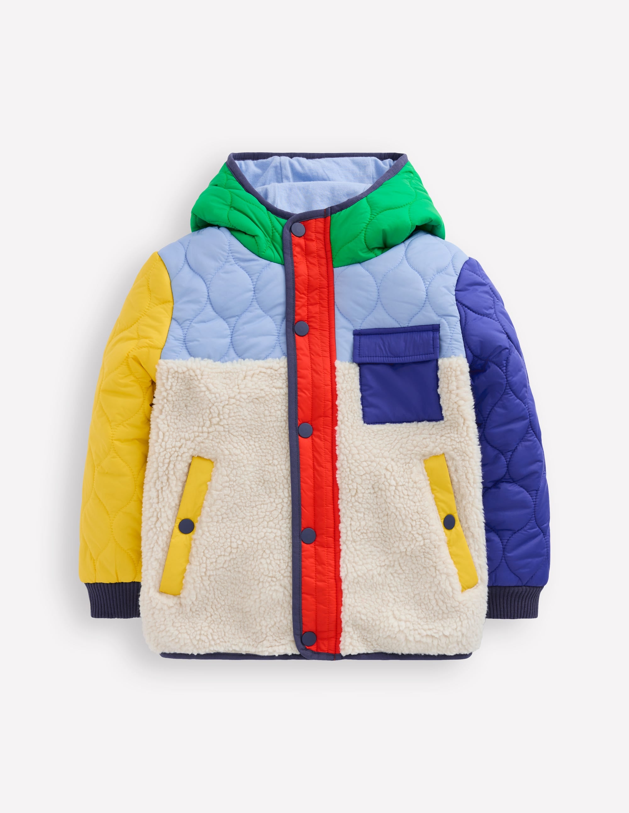 Quilted Borg Jacket-Multi Colourblock - Image 1