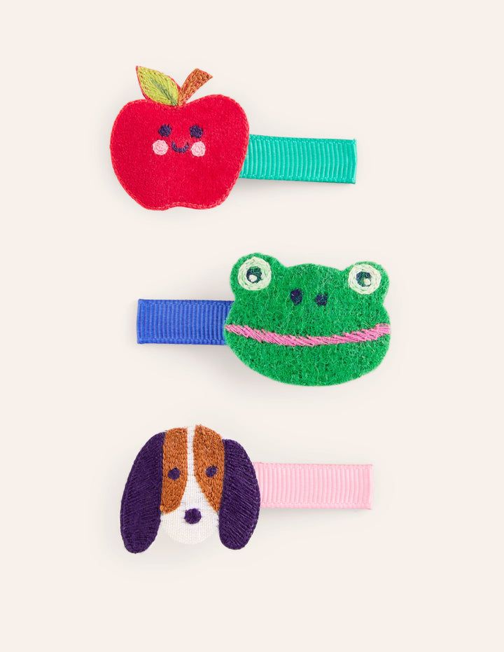 3-pack Hair Clips-Multi Animals