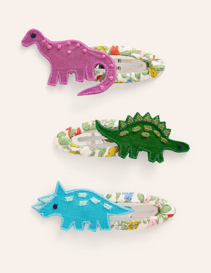 3-pack Hair Clips-Multi Dinosaurs-1