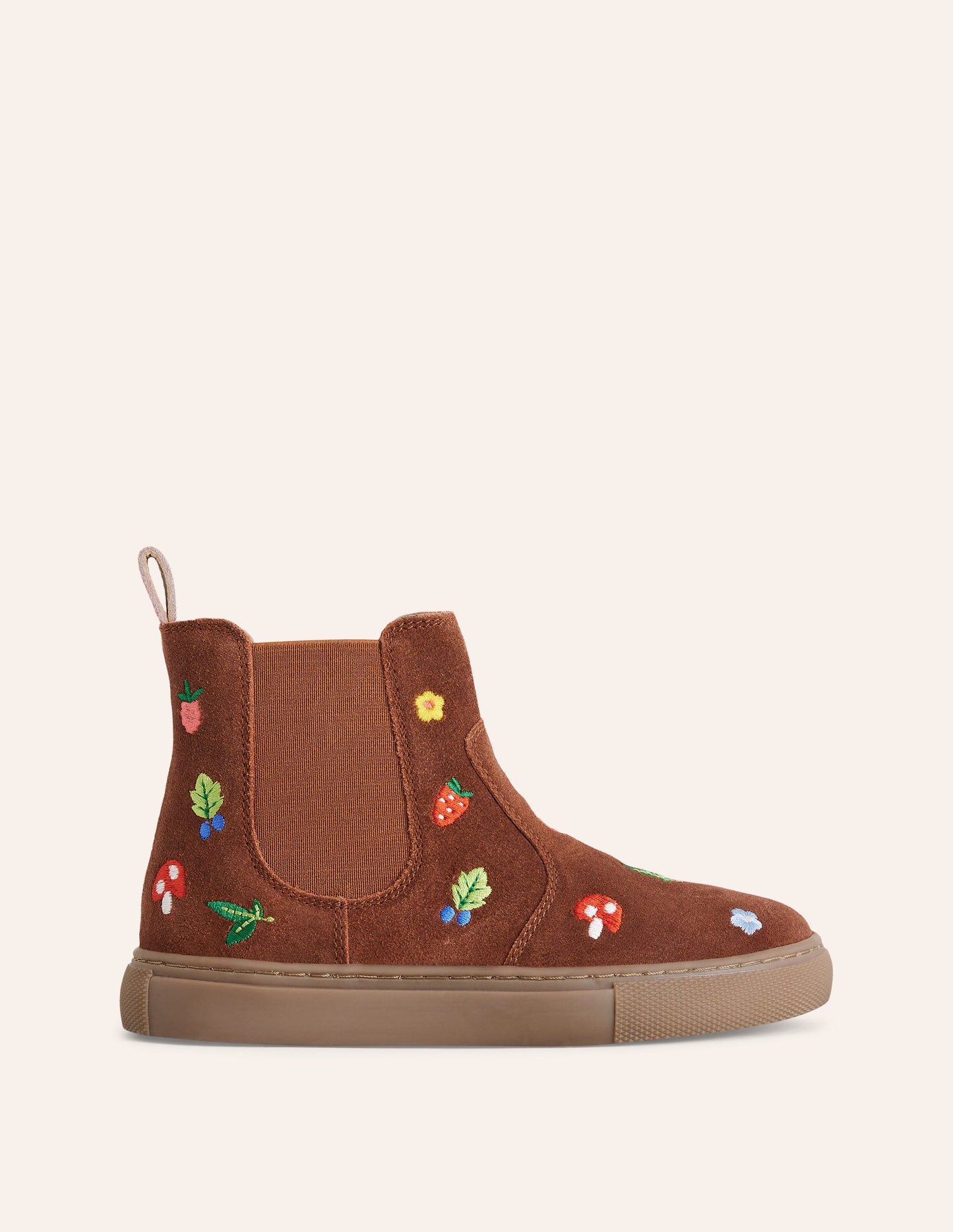 Embroidered Ankle Boots-Tan Embroidered Motifs