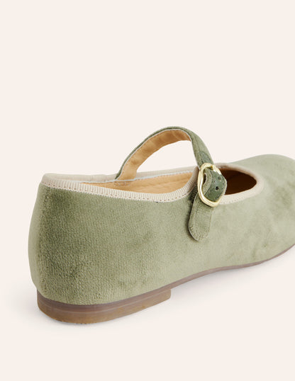 Velvet Mary Janes-Leaf Green-3