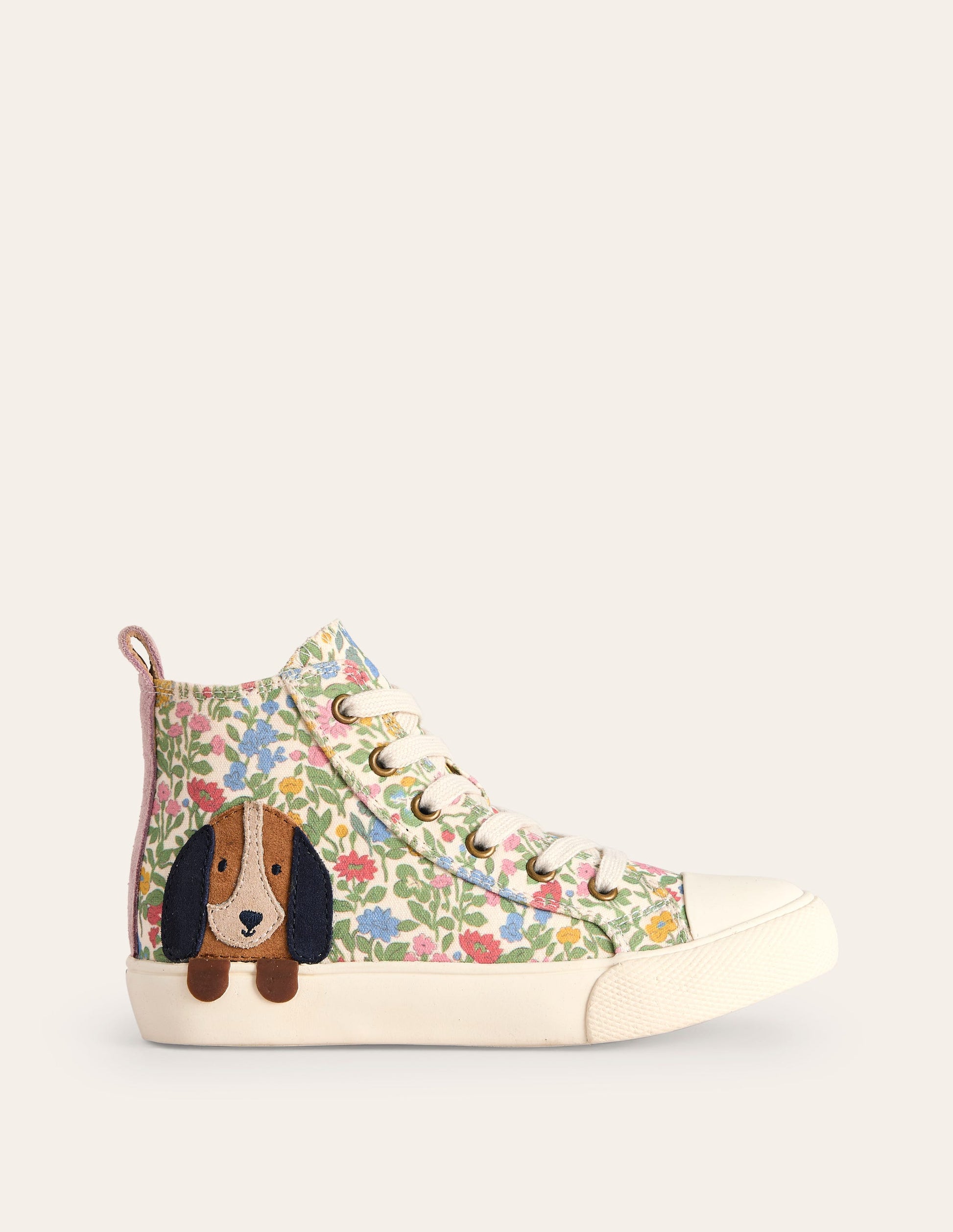Applique Canvas High Top-Multi Floral Dog-1