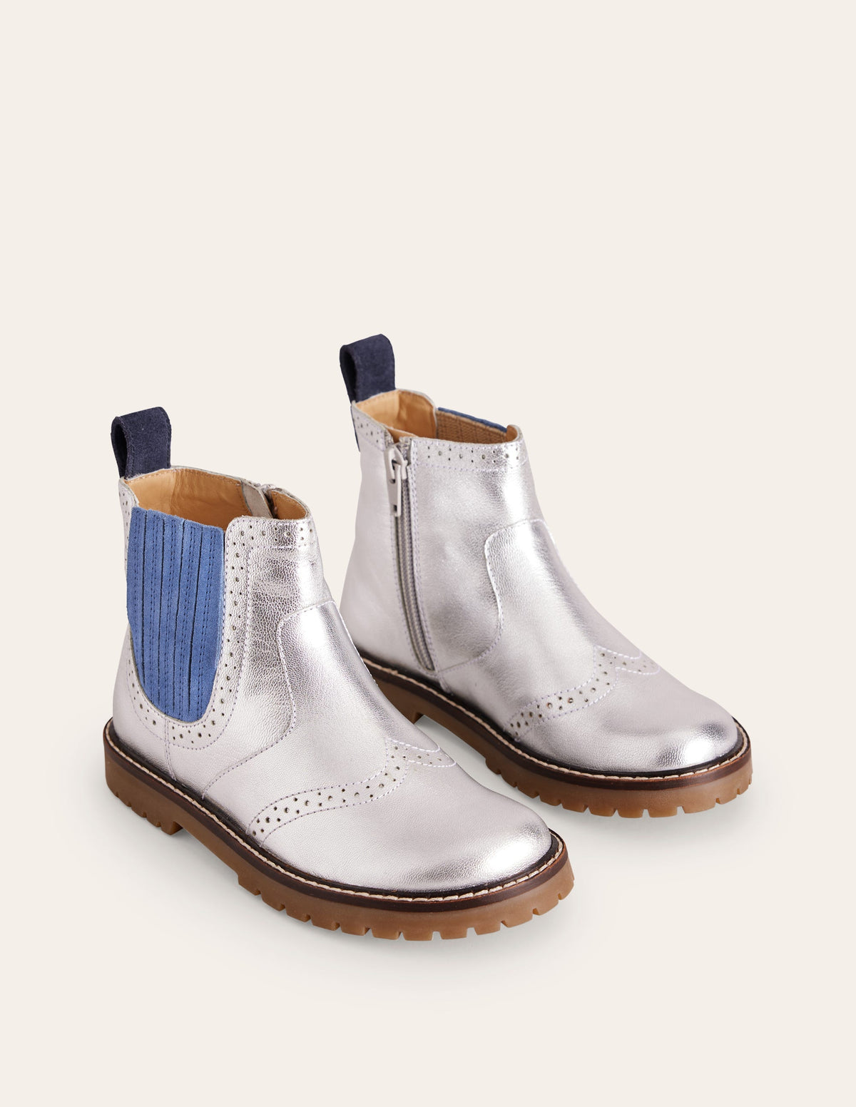 Leather Chelsea Boots-Silver - Image 2
