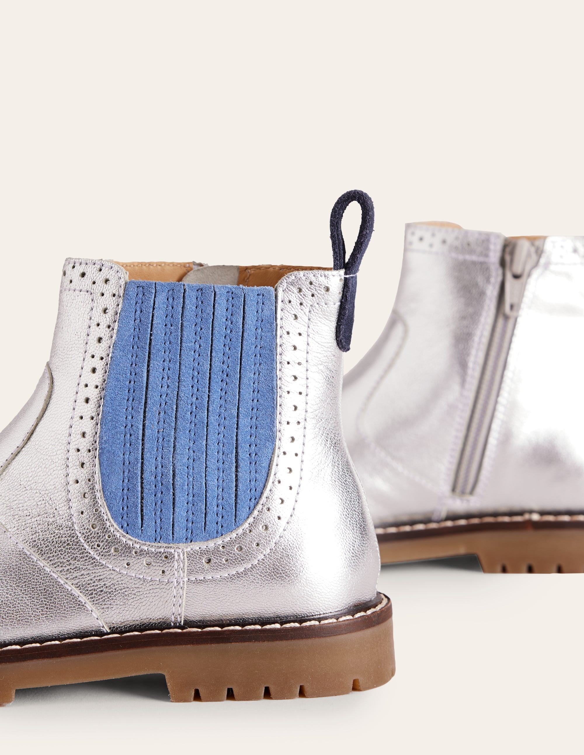 Leather Chelsea Boots-Silver - Image 3