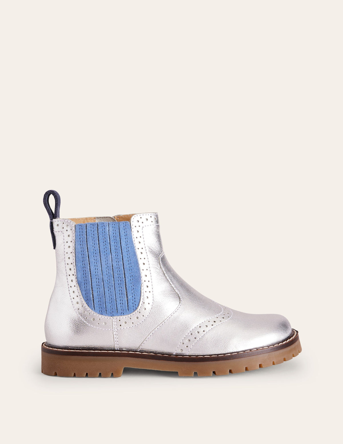 Leather Chelsea Boots-Silver - Image 1