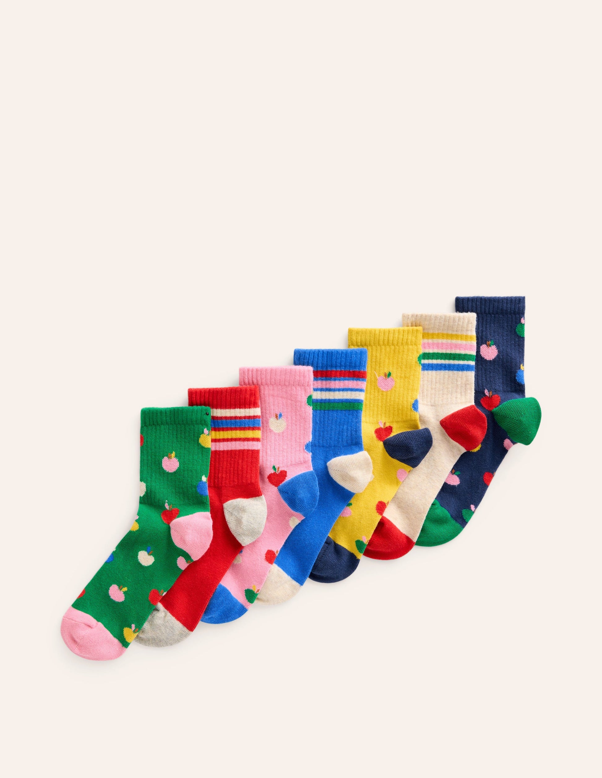 7-Pack Ribbed Socks-Multi Apples-1