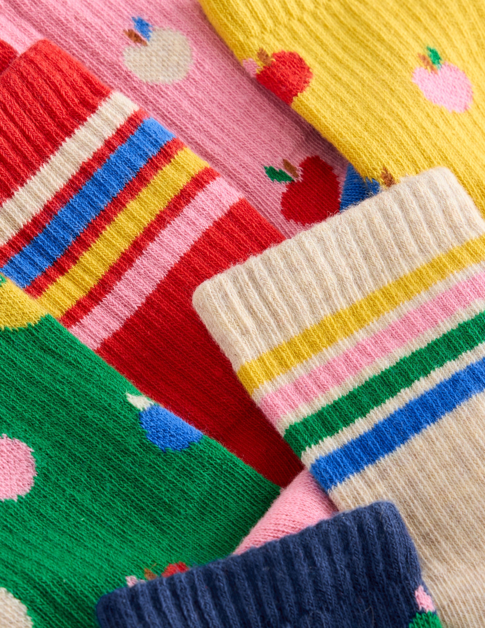 7-Pack Ribbed Socks-Multi Apples-2