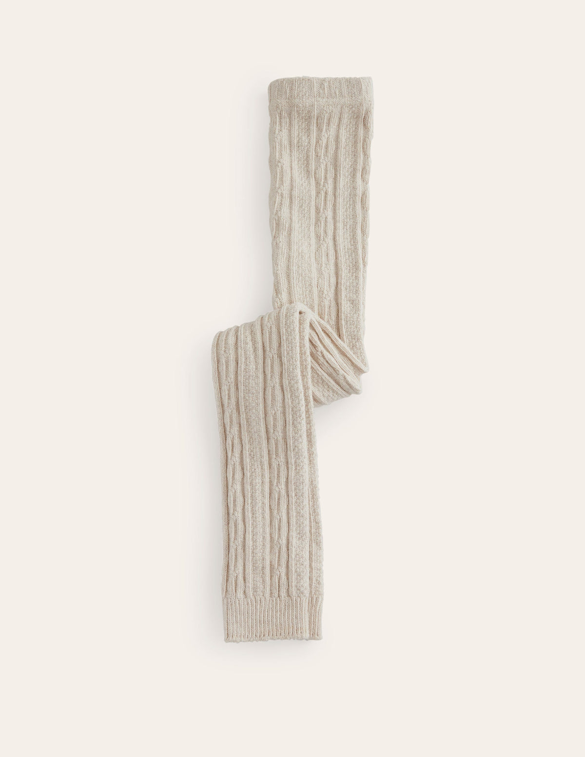 Cable Footless Tights-Oatmeal Marl - Image 1