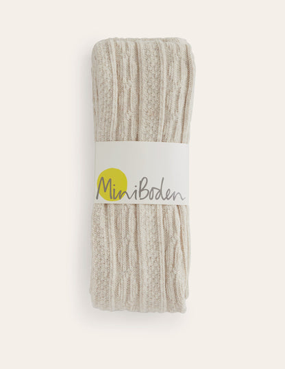 Cable Footless Tights-Oatmeal Marl-2