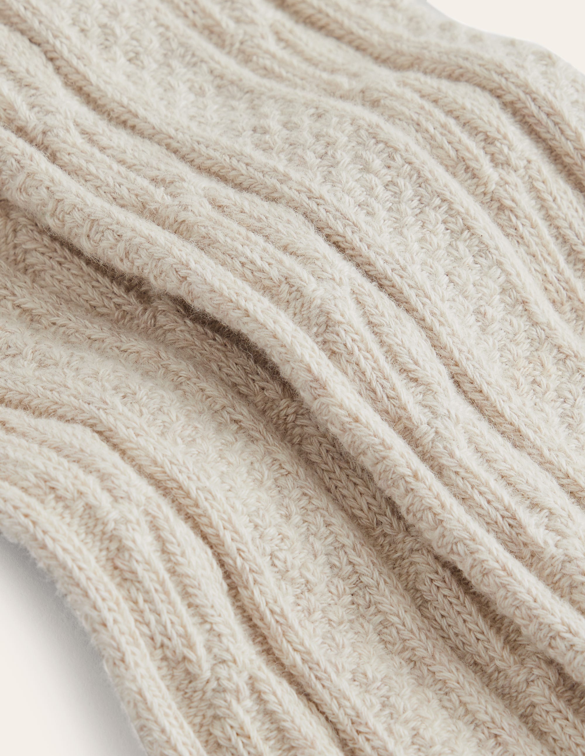 Cable Footless Tights-Oatmeal Marl - Image 3