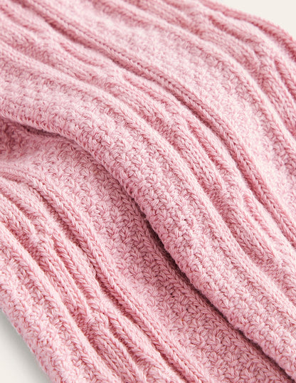 Cable Footless Tights-Vintage Pink-3