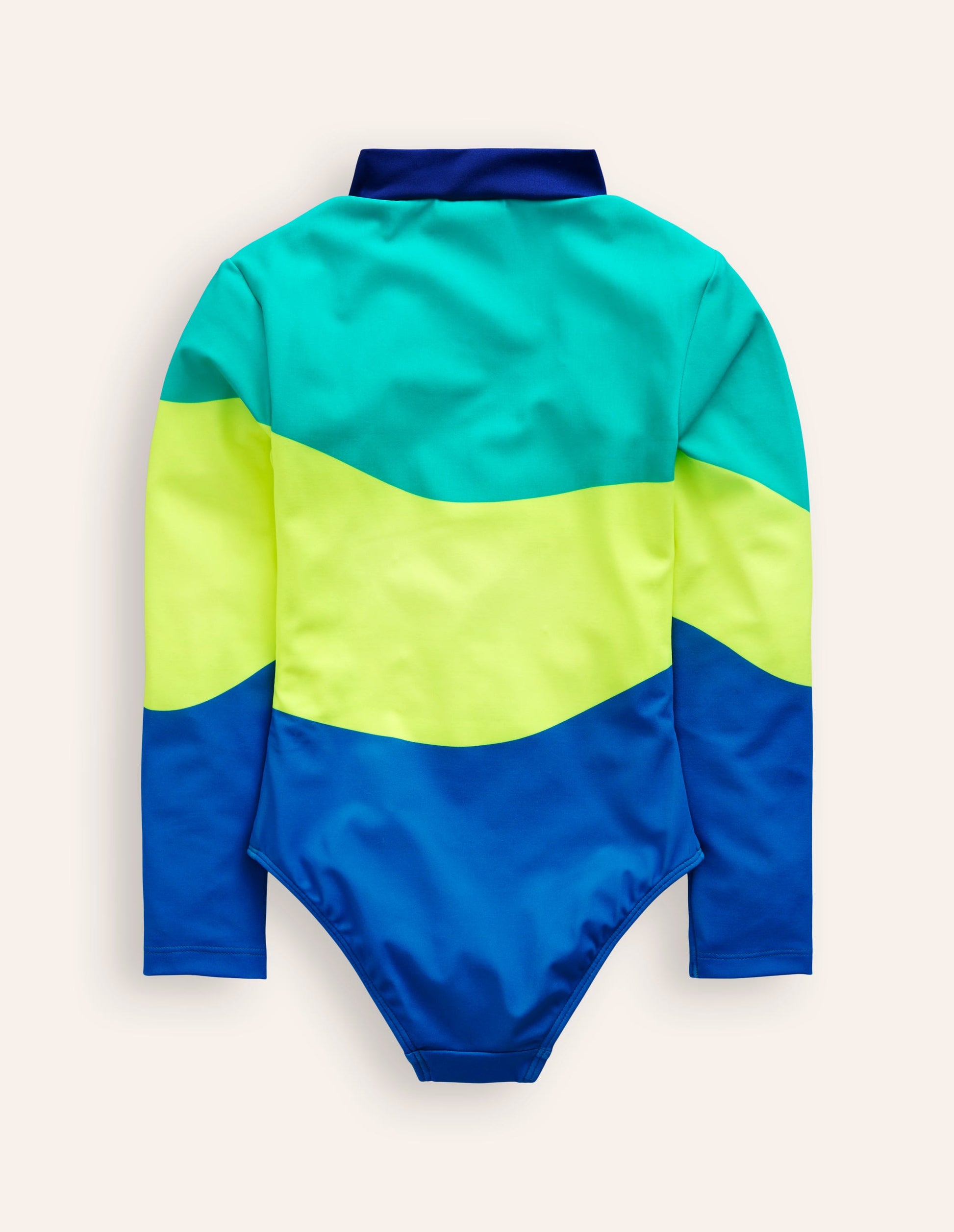 Long-sleeved Swimsuit-Blue/ Yellow Colourblock-2