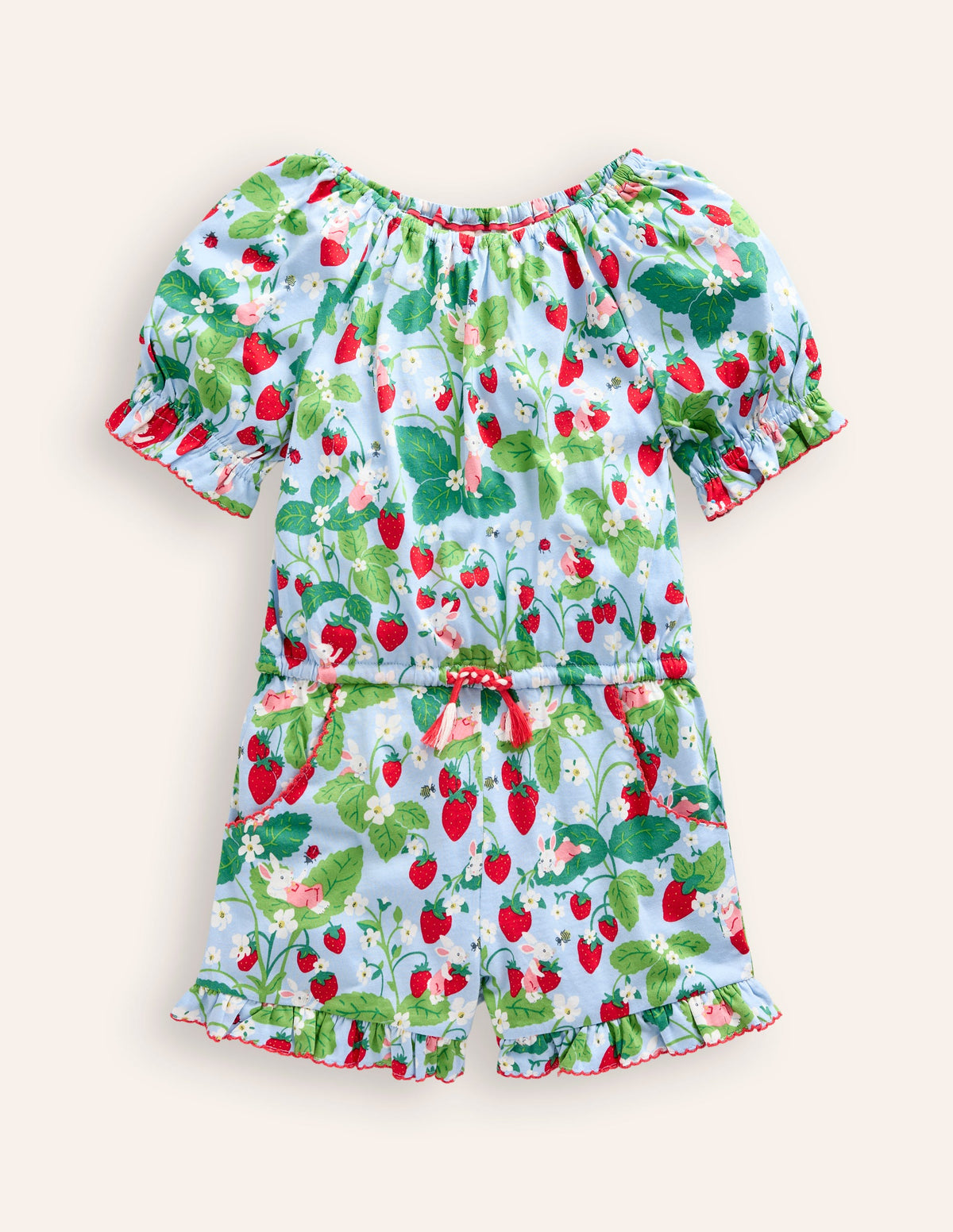 Printed Jersey Playsuit-Strawberry Field - Image 1