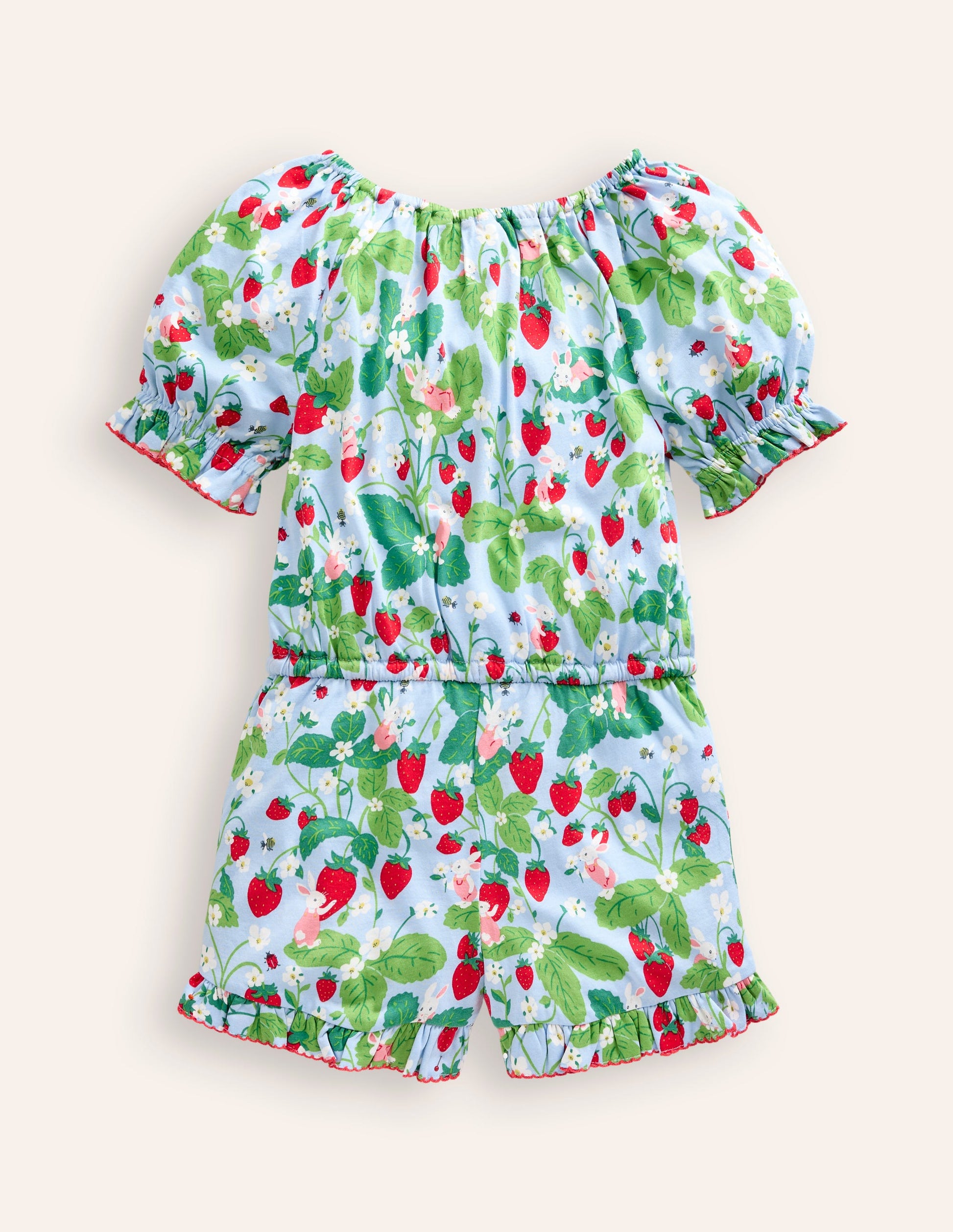 Printed Jersey Playsuit-Strawberry Field-2